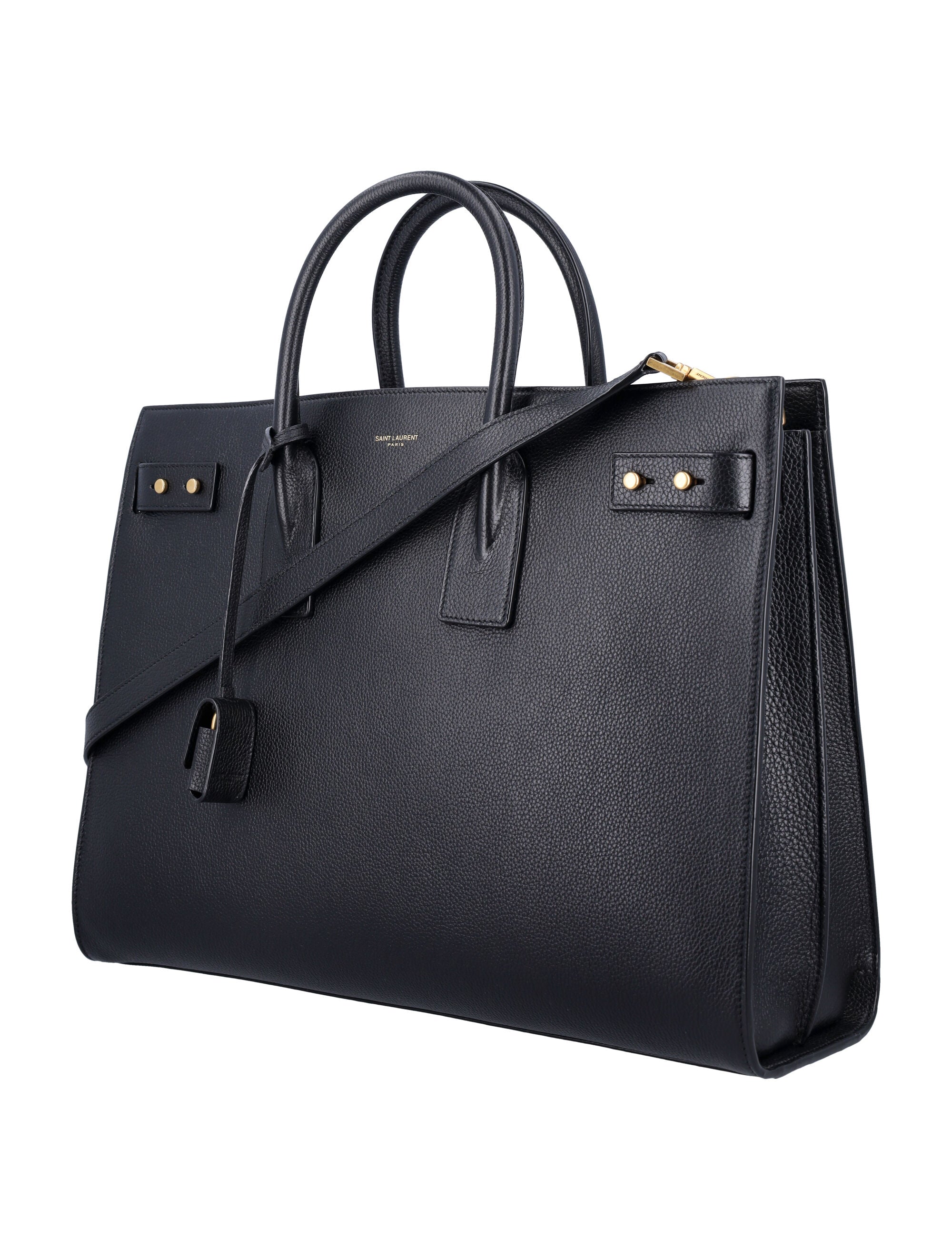 SAINT LAURENT Large Hammered Leather Tote Handbag