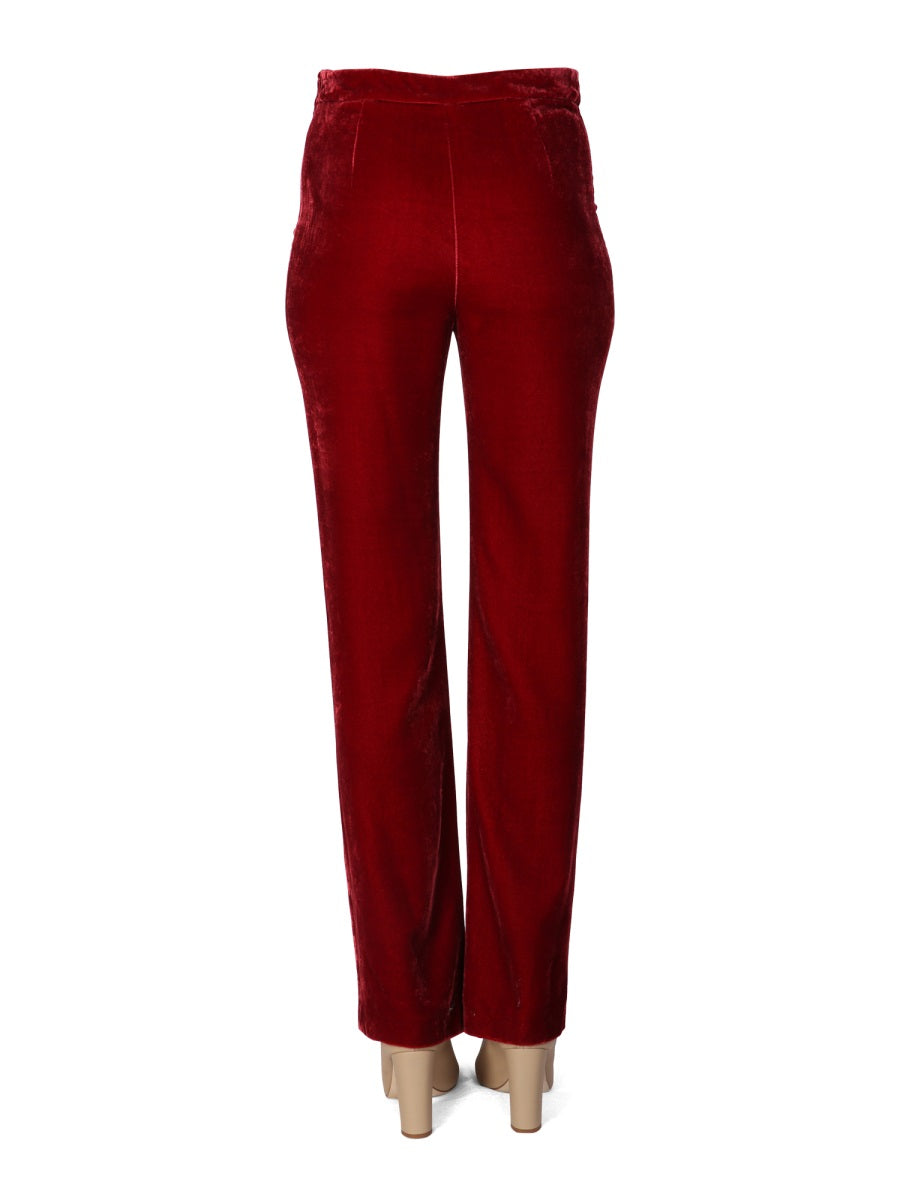 BOUTIQUE MOSCHINO Velvet Trousers with Concealed Side Zipper for Women