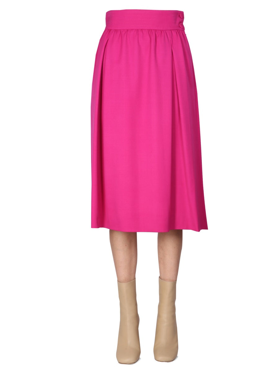 MOSCHINO Flared Midi Skirt with Side Button and Zipper Closure