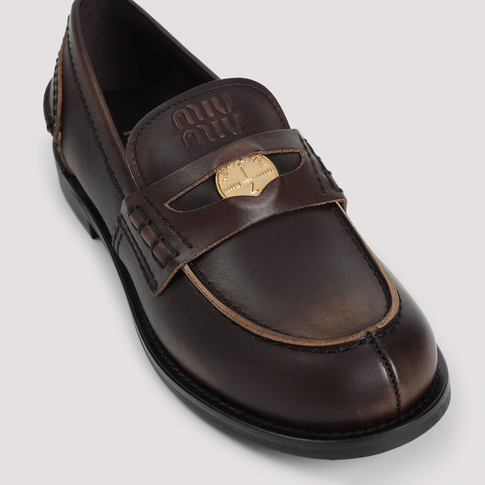MIU MIU Leather Loafers with 2.5cm Heel Height