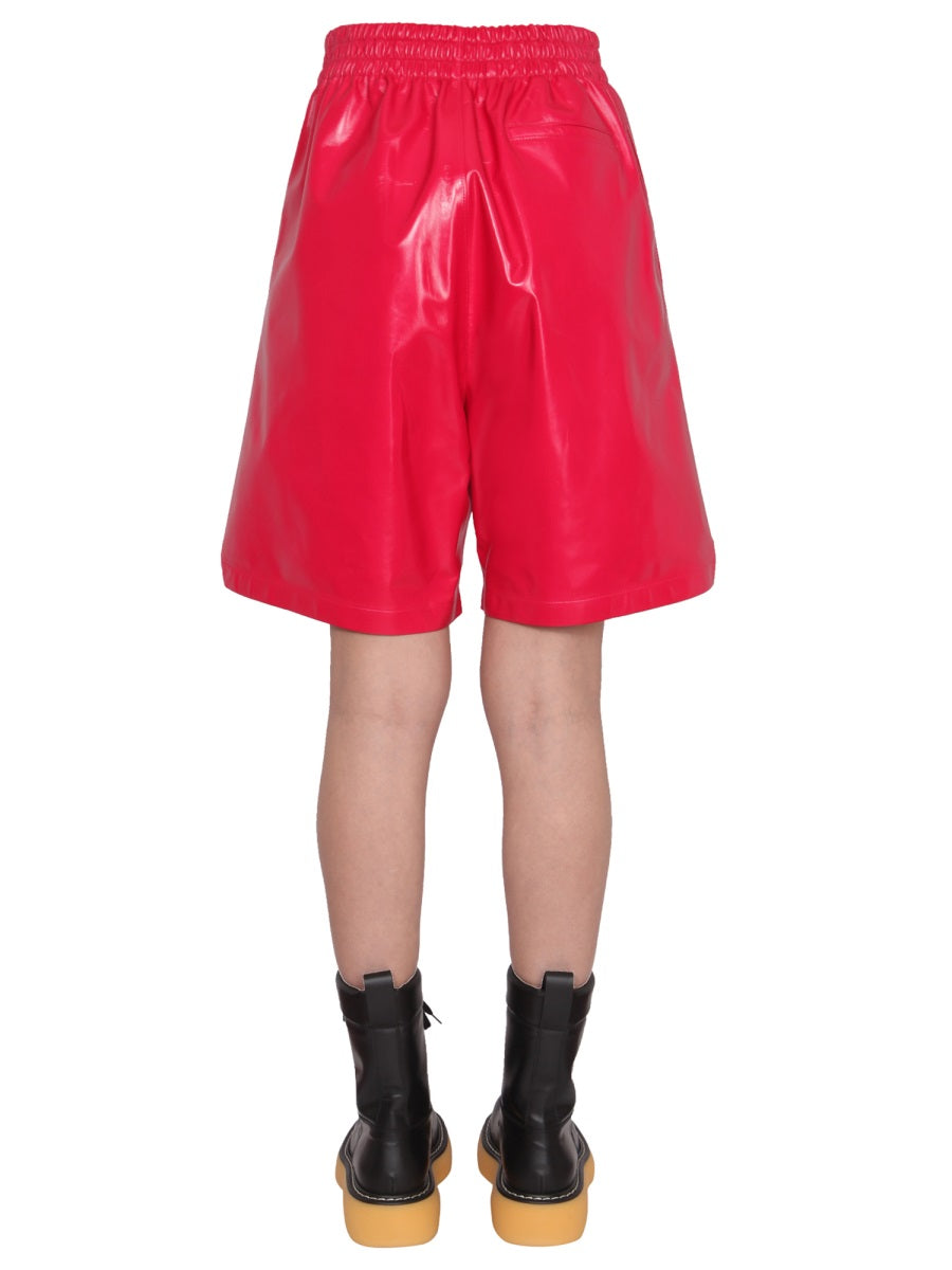 BOTTEGA VENETA Leather Shorts with Elastic Waist and Side Pockets