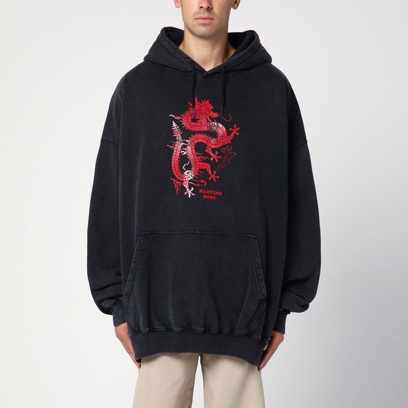 MARTINE ROSE Oversized Hoodie with Drawstring and Front Pocket
