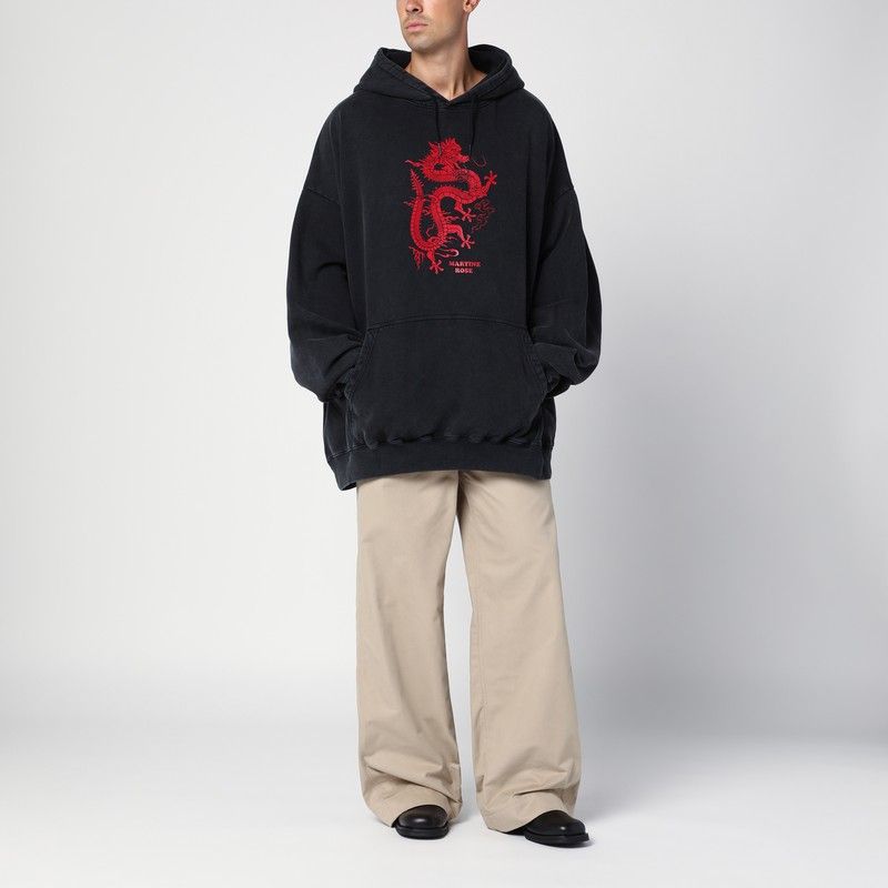 MARTINE ROSE Oversized Hoodie with Drawstring and Front Pocket