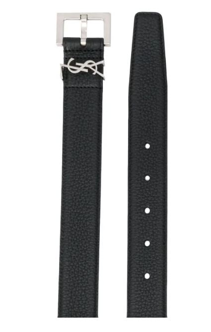 SAINT LAURENT Cassandre 3 cm Adjustable Leather Belt