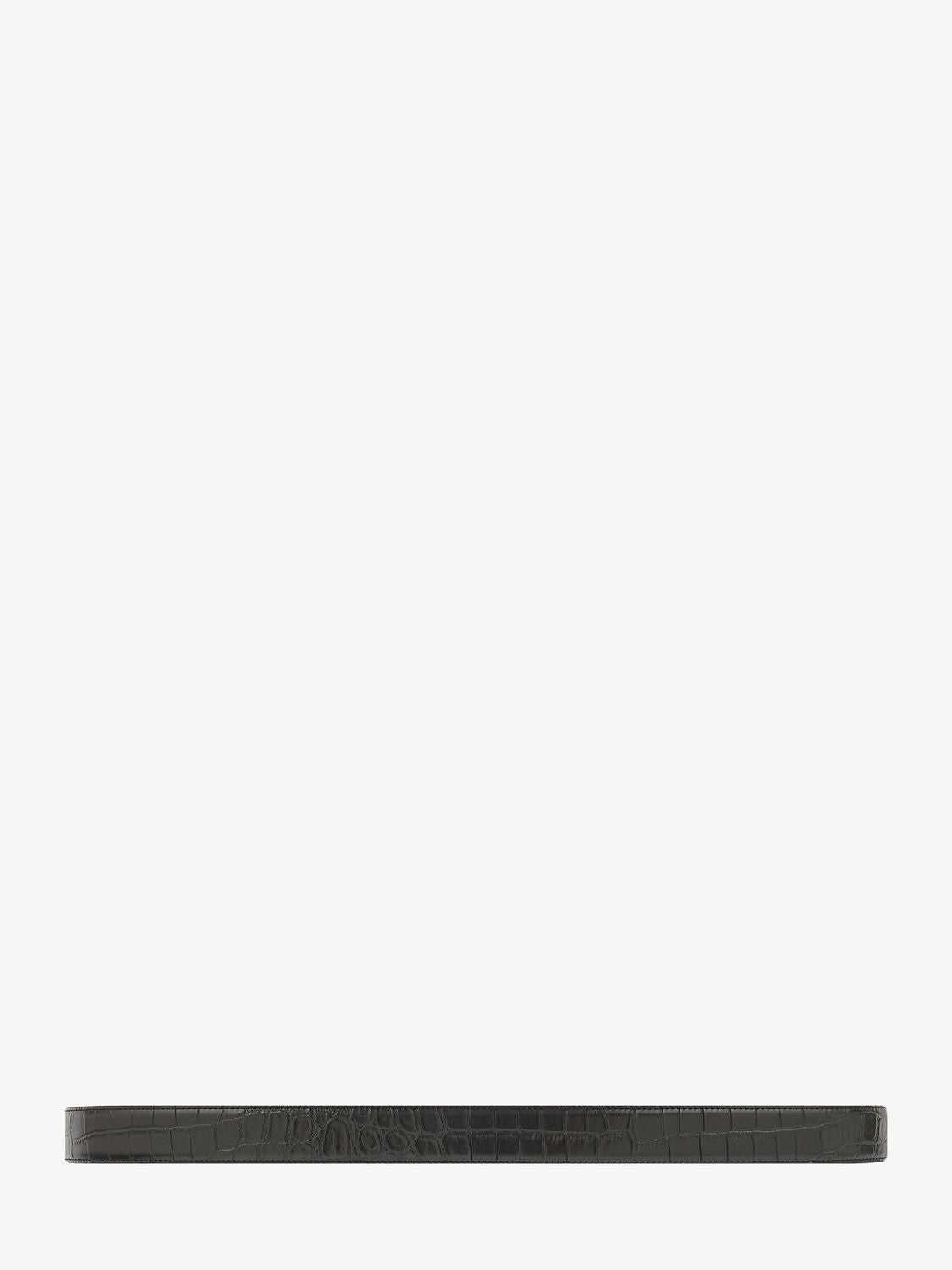 SAINT LAURENT Crocodile-Embossed Leather Belt with Adjustable Square Buckle - 3cm Height