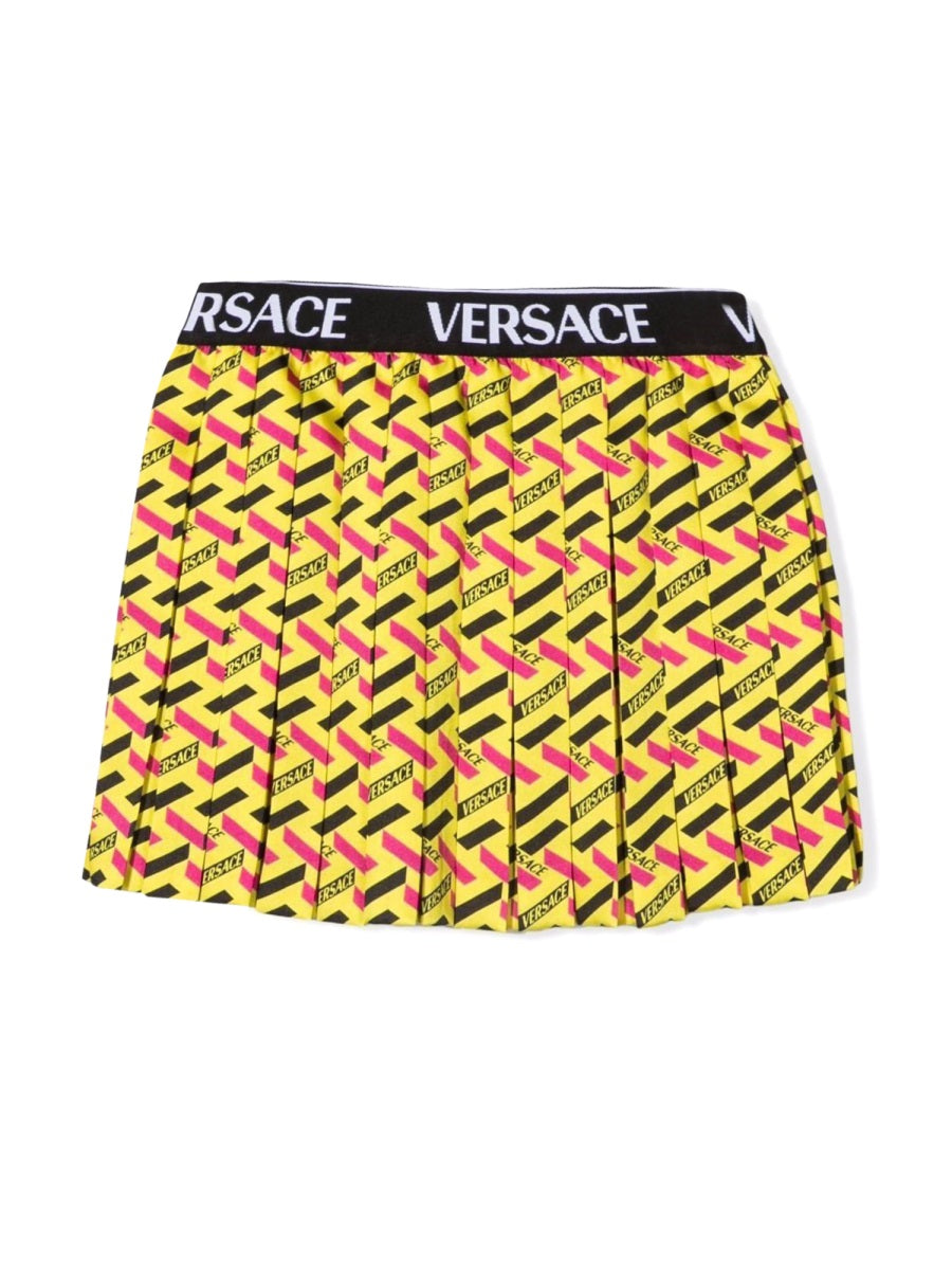 VERSACE Mini Twill Monogram Skirt with Elastic Logo