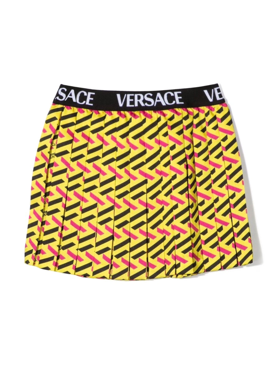 VERSACE Mini Twill Monogram Skirt with Elastic Logo