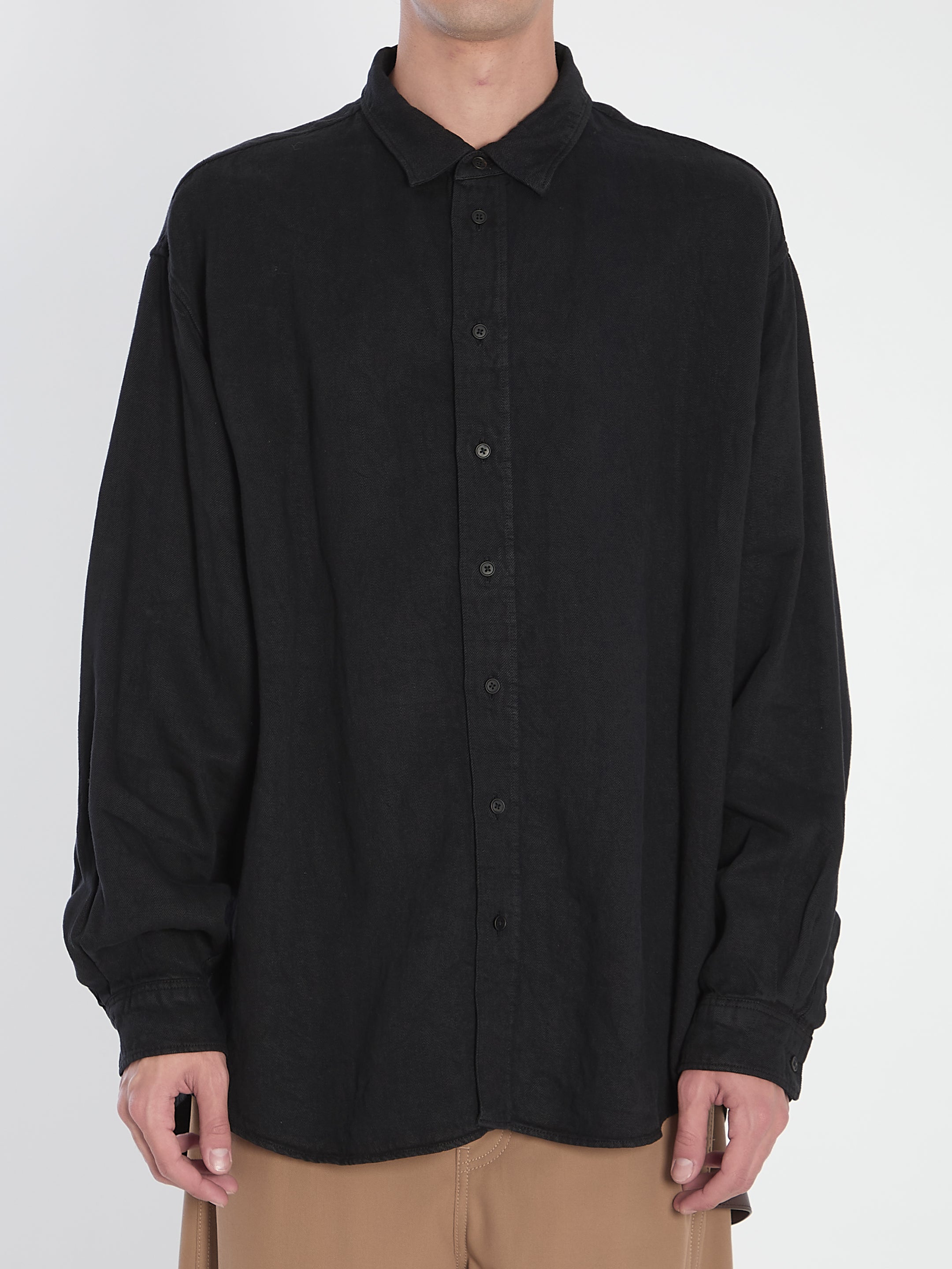 THE ROW Long-Sleeve Linen Shirt - Size L