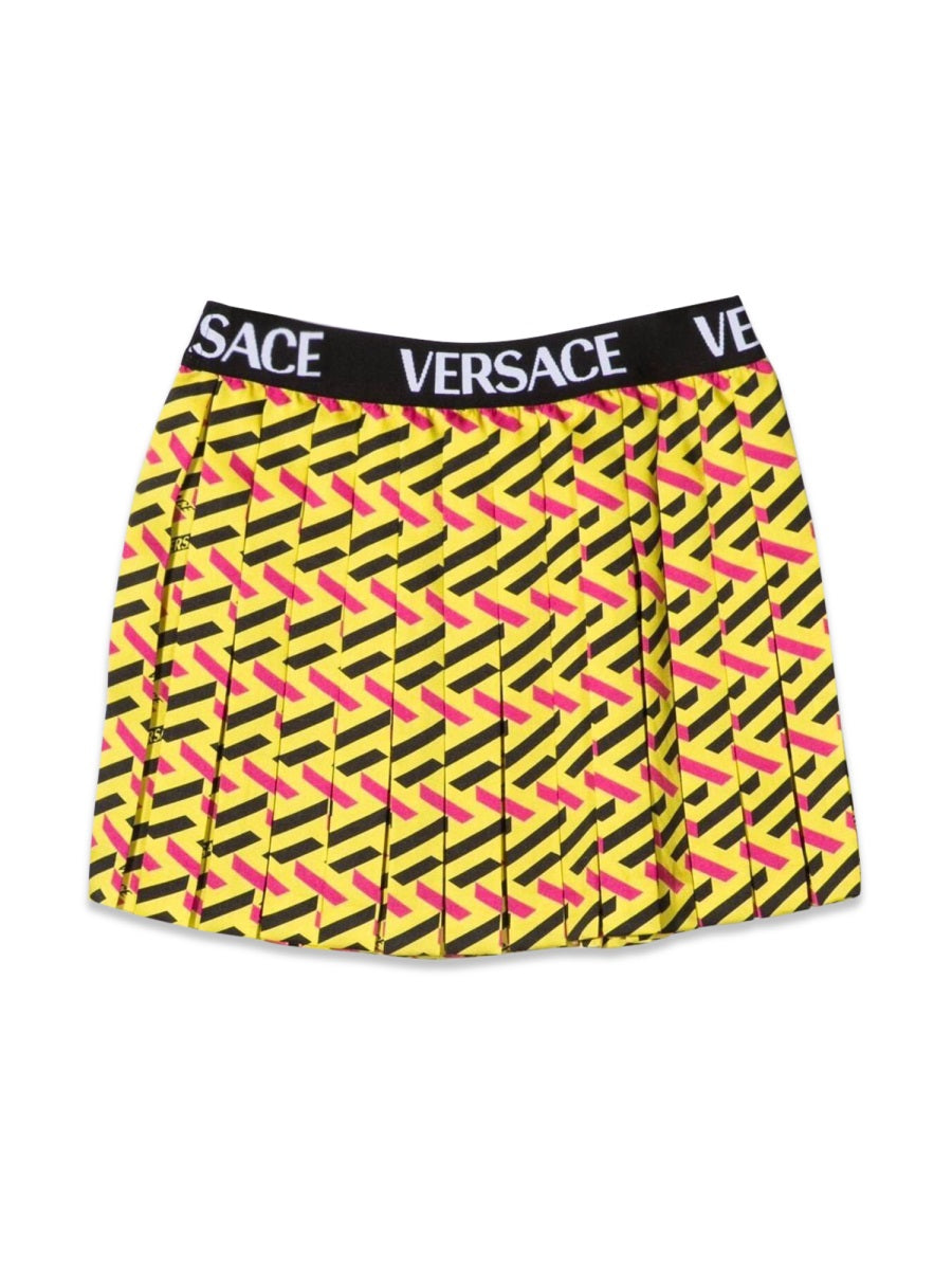 VERSACE Mini Twill Monogram Skirt with Elastic Logo