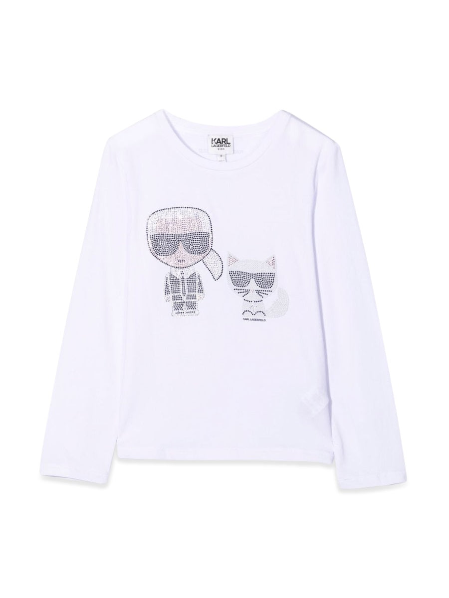 KARL LAGERFELD Mini T-Shirt with Strass and Iconic Design
