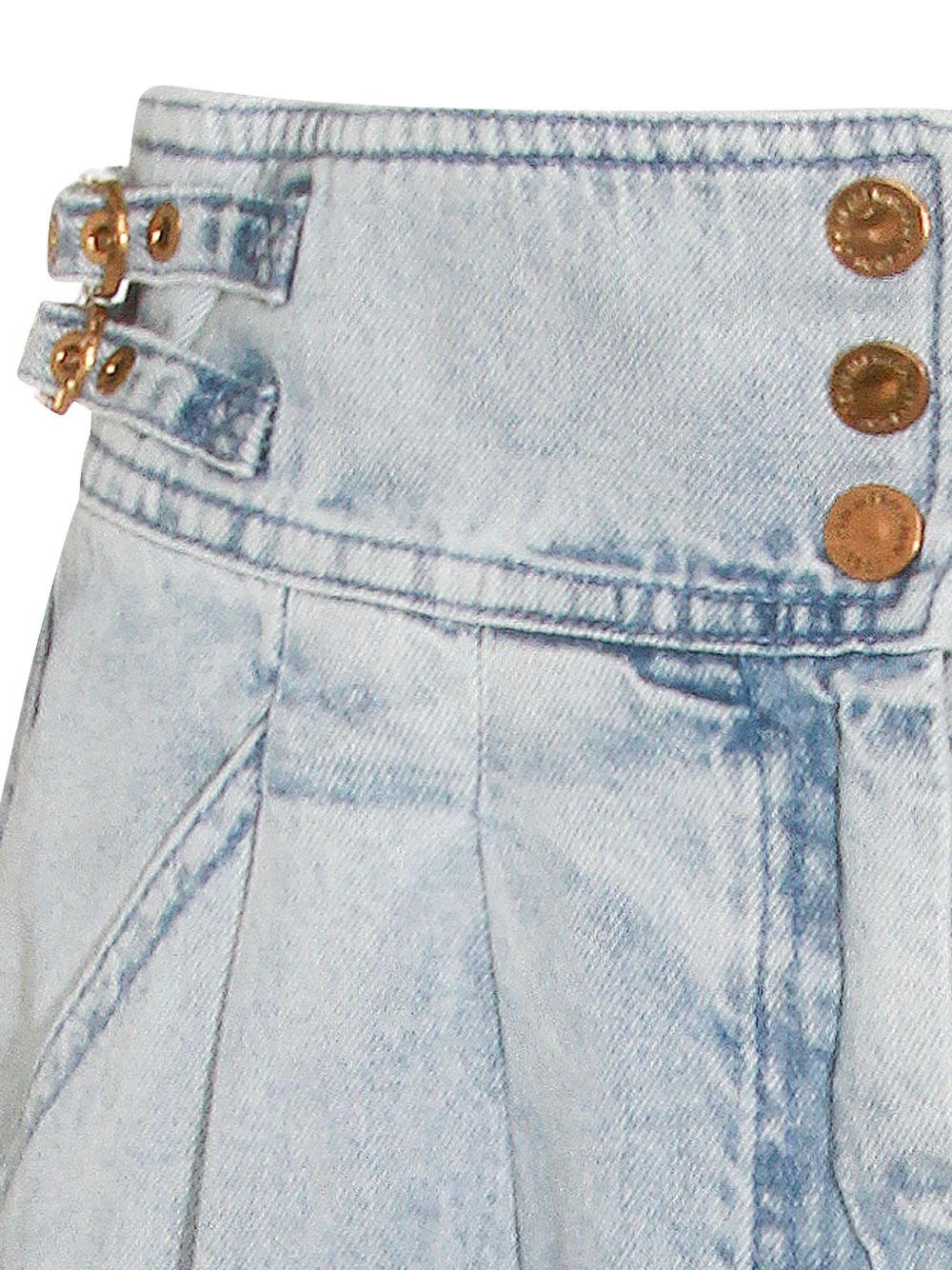 ZIMMERMANN Denim Maxi Skirt with Button Fastening and Pleated Panels