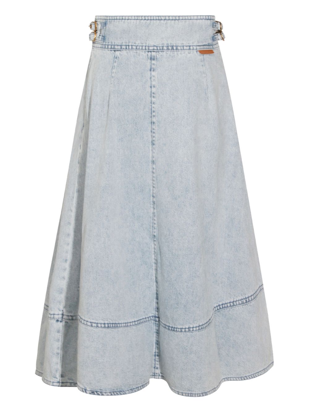 ZIMMERMANN Denim Maxi Skirt with Button Fastening and Pleated Panels