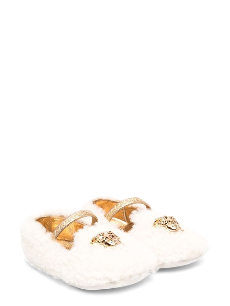 VERSACE Mini Shearling Ballerina Flats