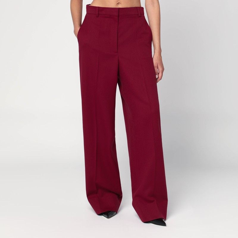 STELLA MCCARTNEY Wide Jazzberry-Colored Wool Trousers