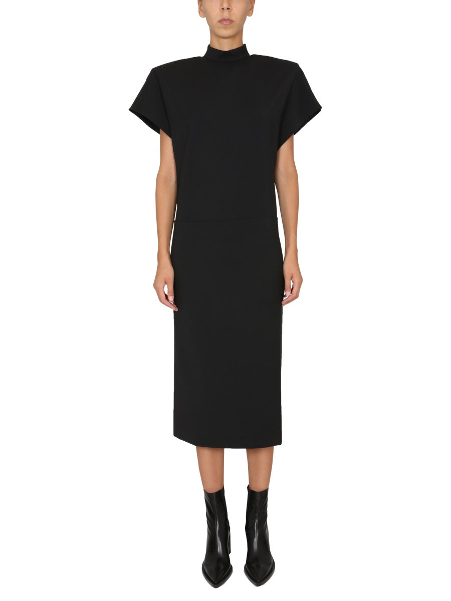 MAX MARA Elegant High Neck Mini Dress with Back Zipper