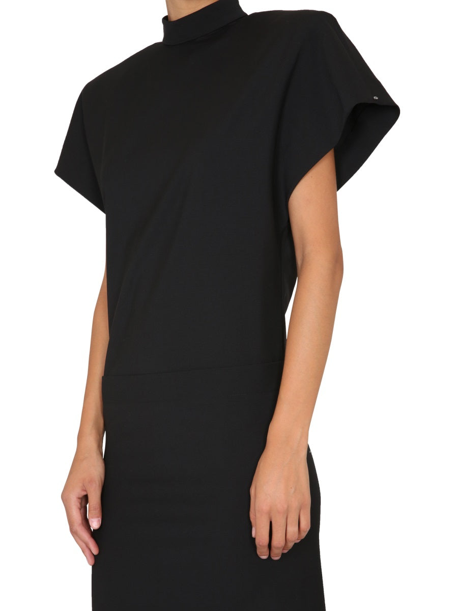 MAX MARA Elegant High Neck Mini Dress with Back Zipper