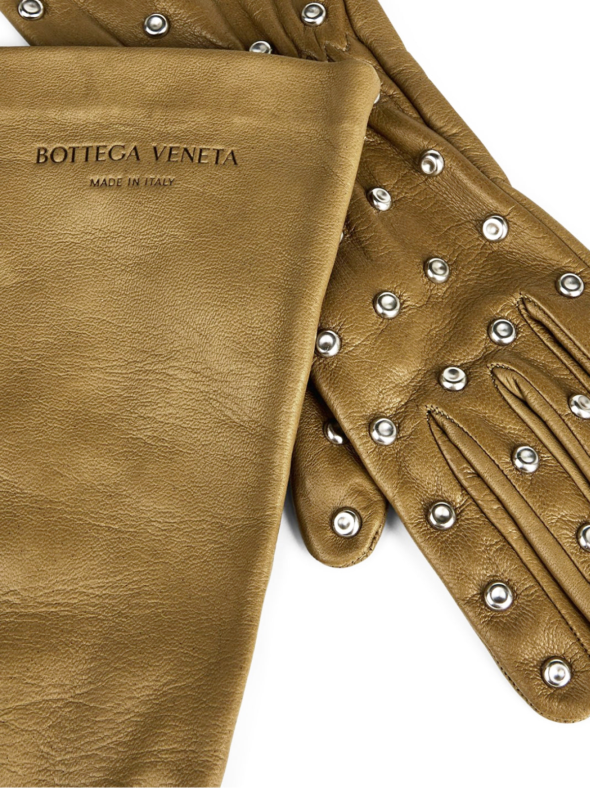 BOTTEGA VENETA Embossed Logo Studs Leather Gloves