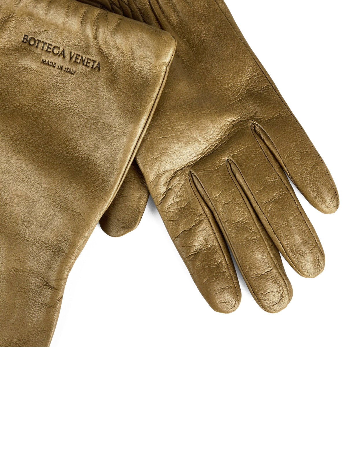 BOTTEGA VENETA Embossed Logo Leather Gloves for Women - FW24 Collection