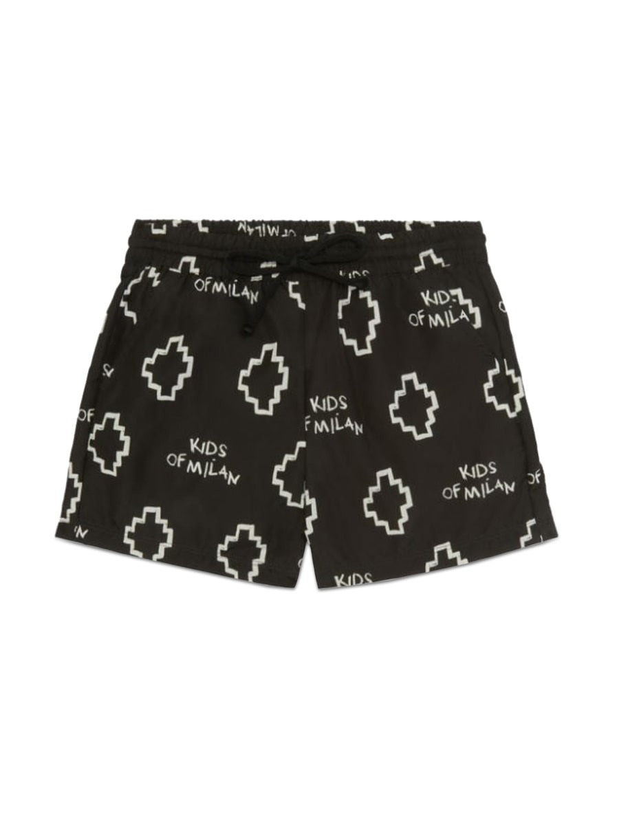 MARCELO BURLON COUNTY OF MILAN Mini Basic Logo All Over Print Beachwear Shorts