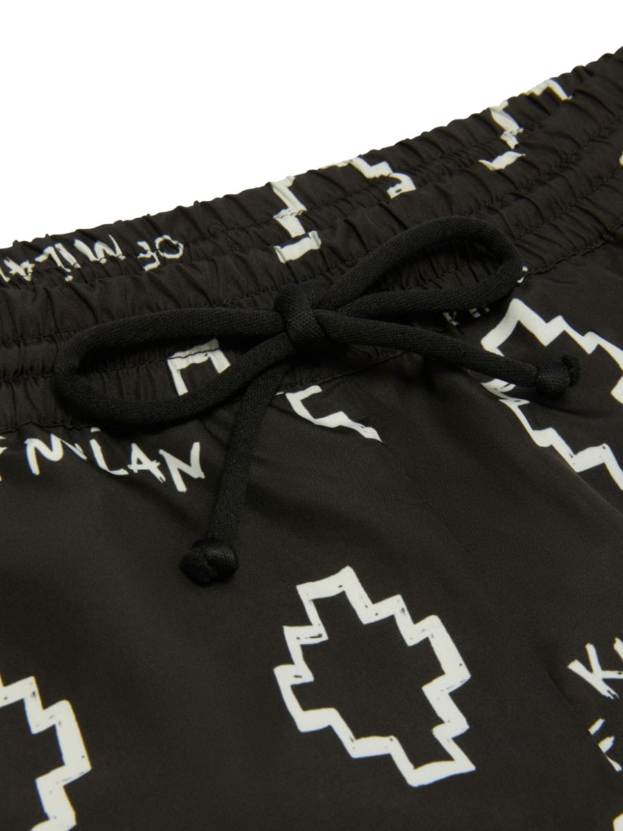 MARCELO BURLON COUNTY OF MILAN Mini Basic Logo All Over Print Beachwear Shorts