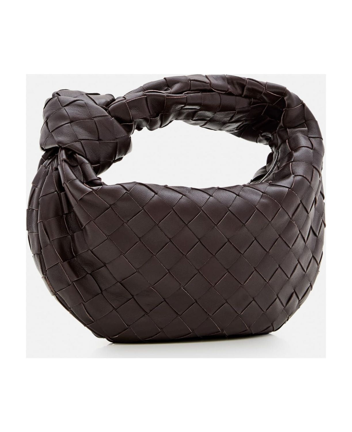 BOTTEGA VENETA Rounded Mini Handbag with Woven Pattern and Knot Detail - 23x28x8 CM
