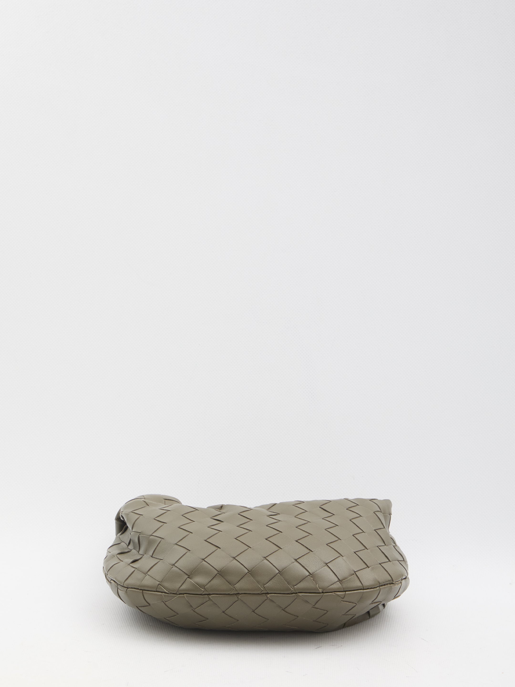 BOTTEGA VENETA Rounded Shape Handbag with Woven Pattern and Knot Detail (Height: 23 cm, Width: 28 cm, Depth: 8 cm)