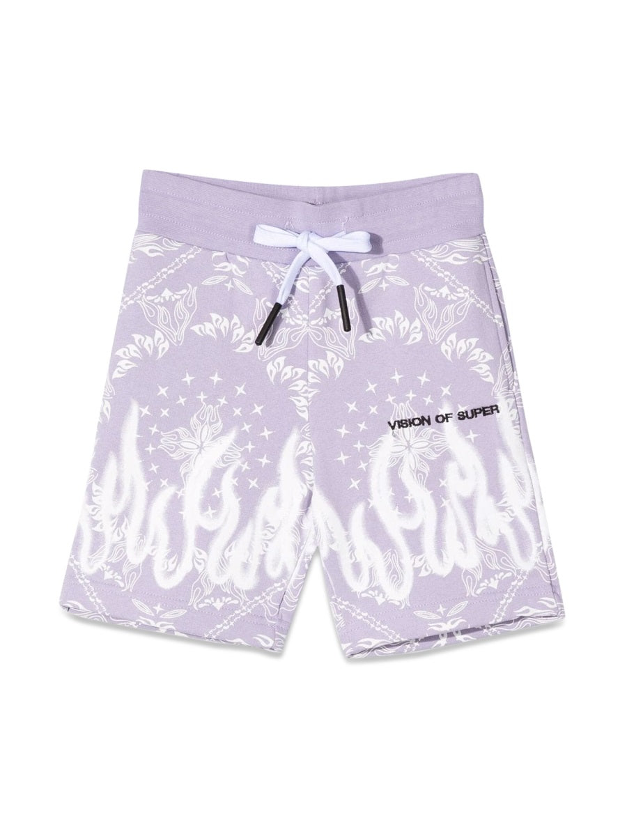 VISION OF SUPER Kids' Mini Bandana Print Cotton Shorts