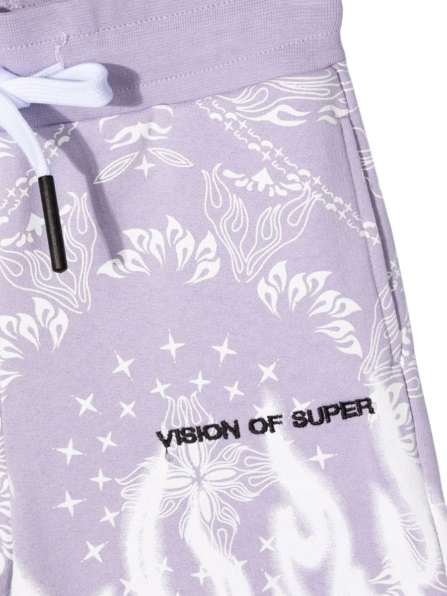 VISION OF SUPER Kids' Mini Bandana Print Cotton Shorts