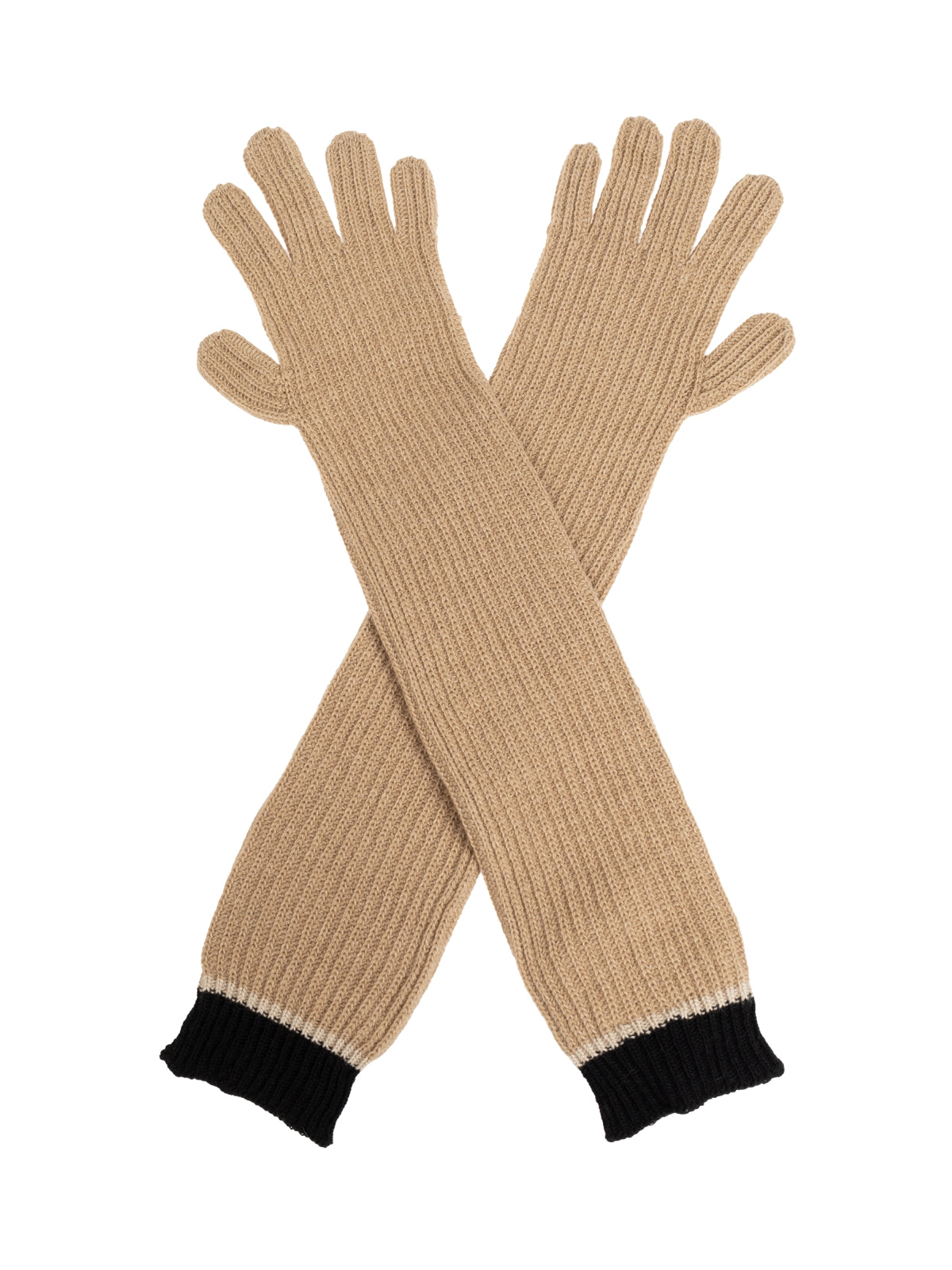 MOSCHINO COUTURE Two-Tone Ribbed Long Gloves