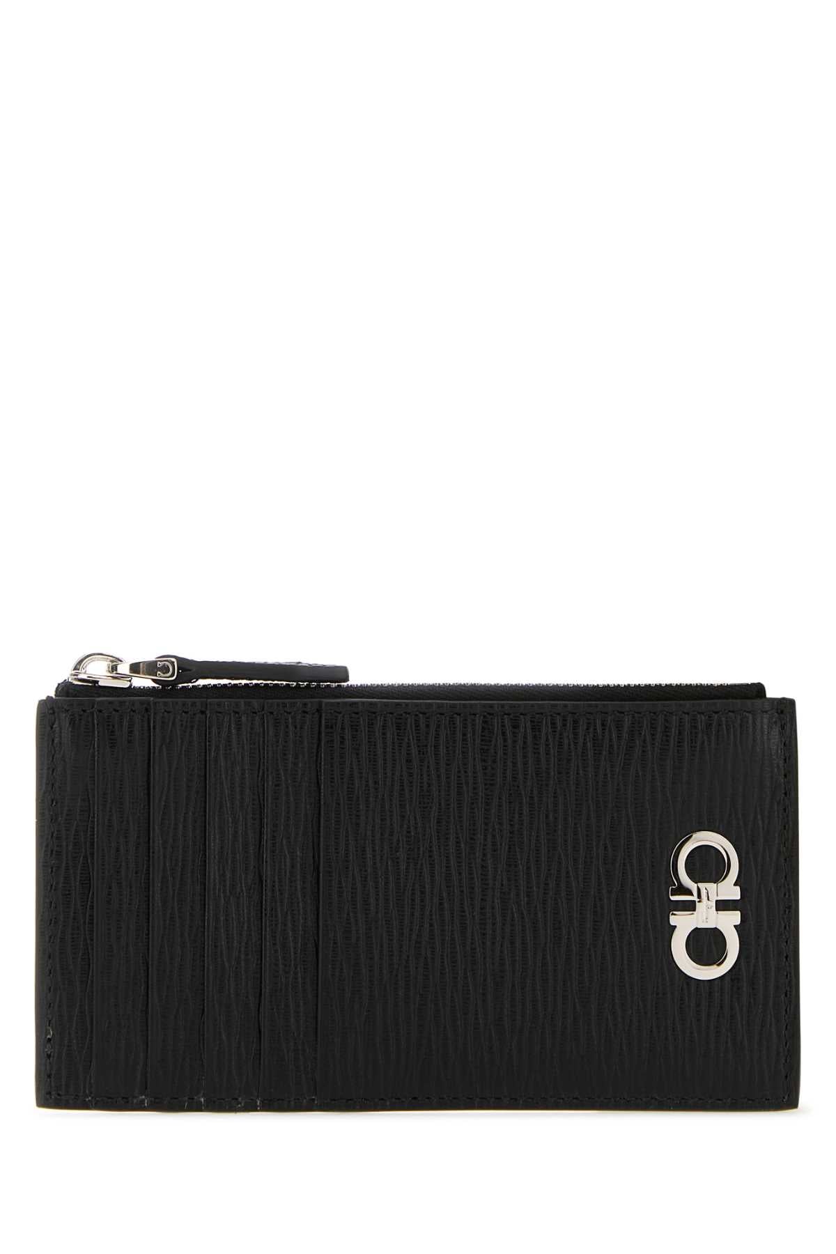 Ferragamo Mini Leather Gancini Hook Card Holder