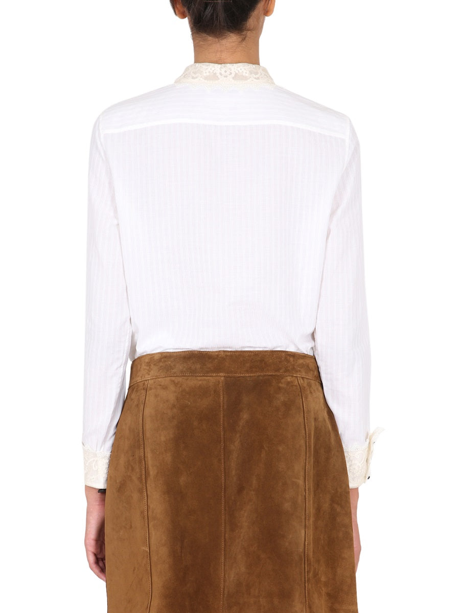 SAINT LAURENT Elegant Cotton Shirt with Lace Detail for Women