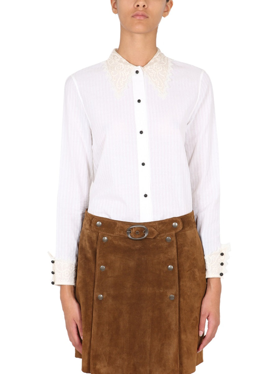 SAINT LAURENT Elegant Cotton Shirt with Lace Detail for Women