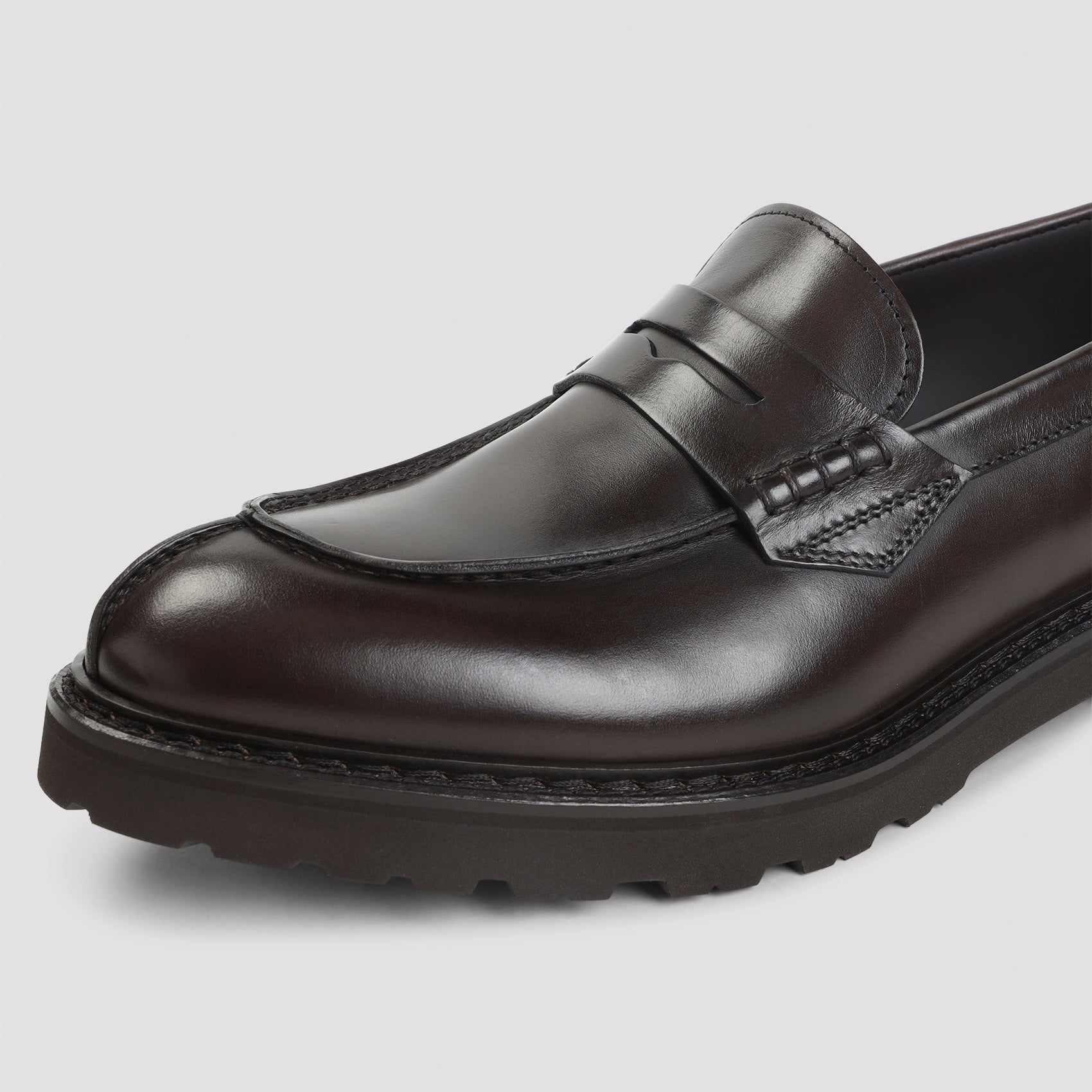 CANALI Brown Leather College Loafers with Pennypack and EVA Sole for Men