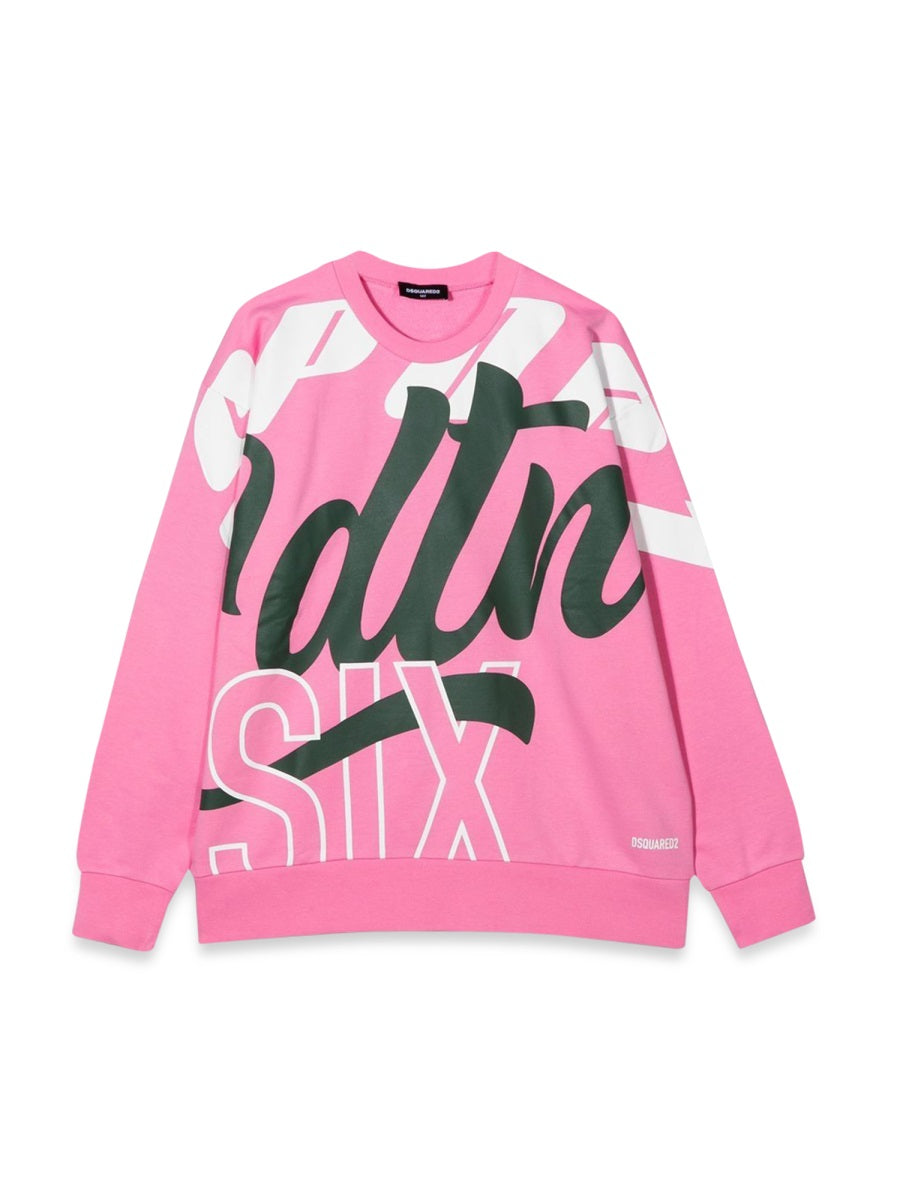 DSQUARED Allover Writing Crewneck Sweatshirt for Teens