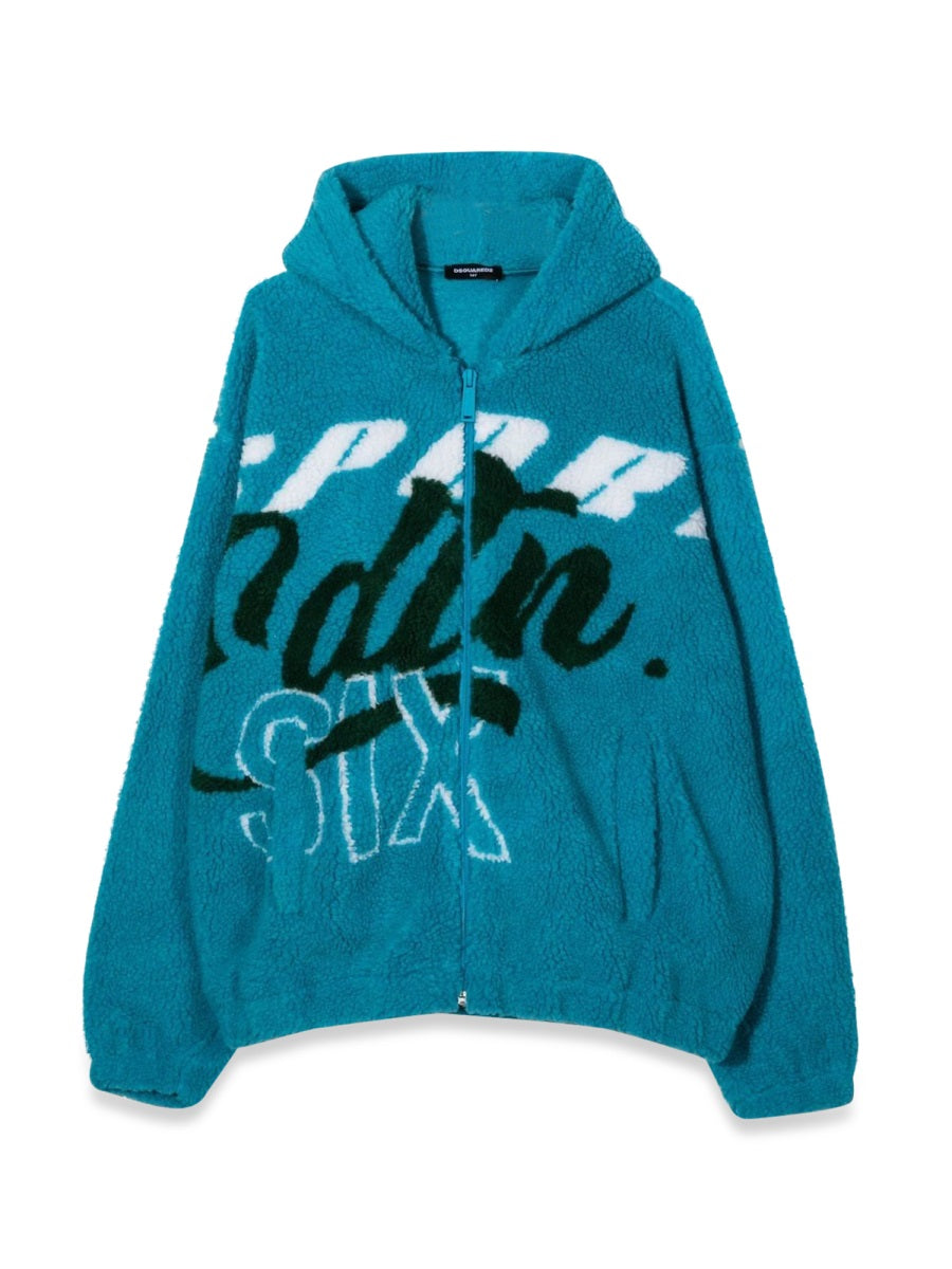 DSQUARED Unisex Jacquard Fur Zip-Up Sweatshirt