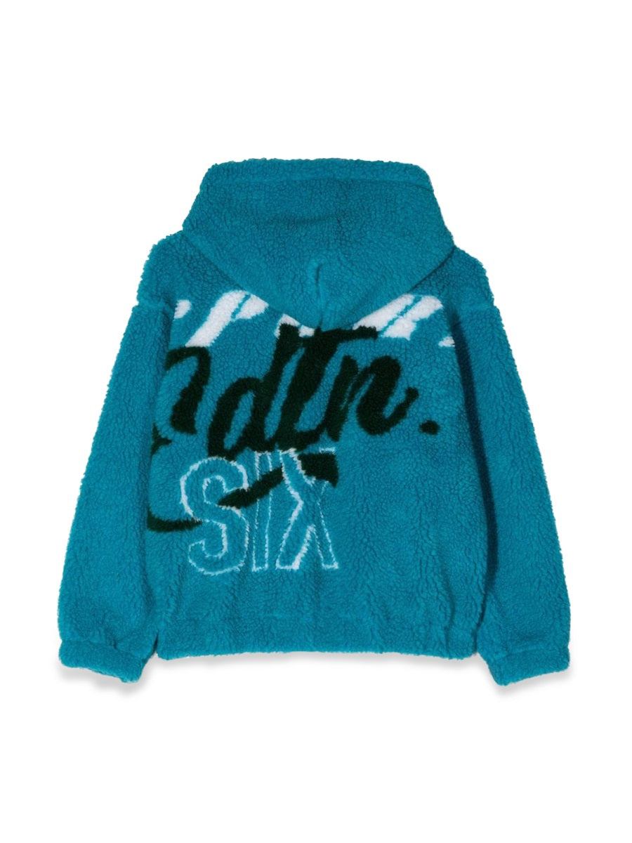 DSQUARED Jacquard Fur Zip-Up Mini Hoodie Sweatshirt