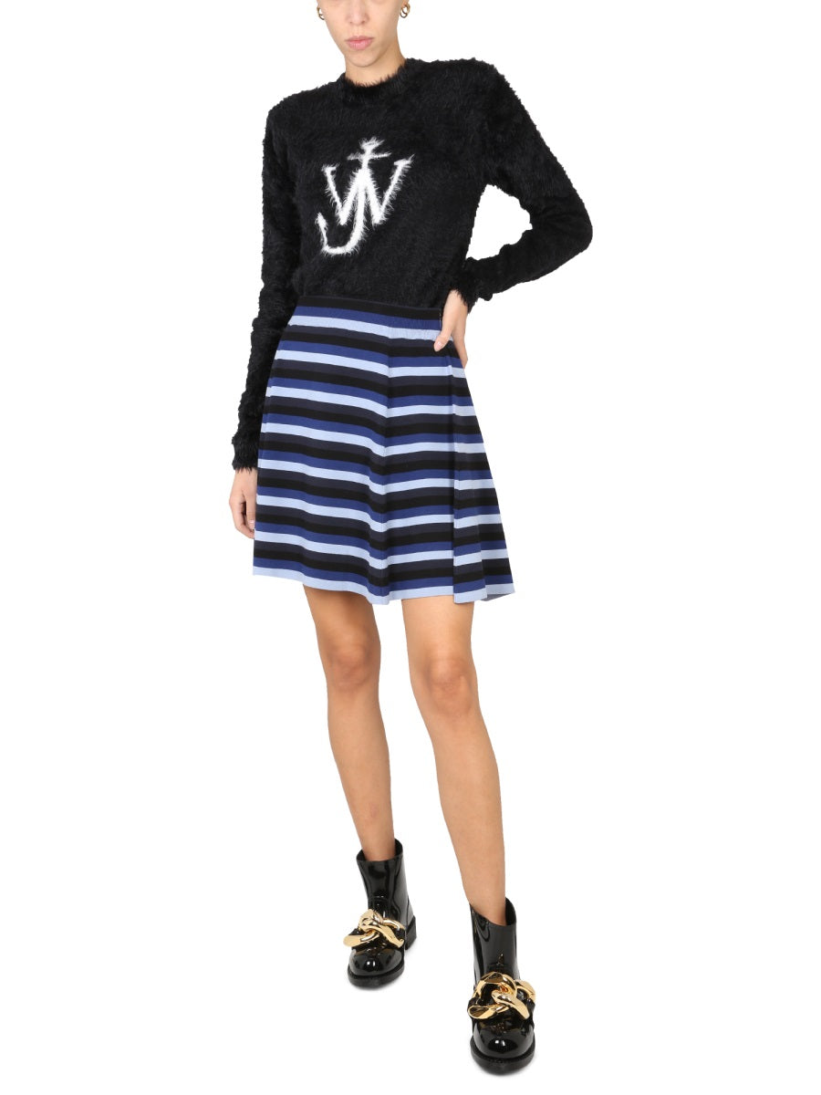 JW ANDERSON High-Waisted Striped Mini Skirt