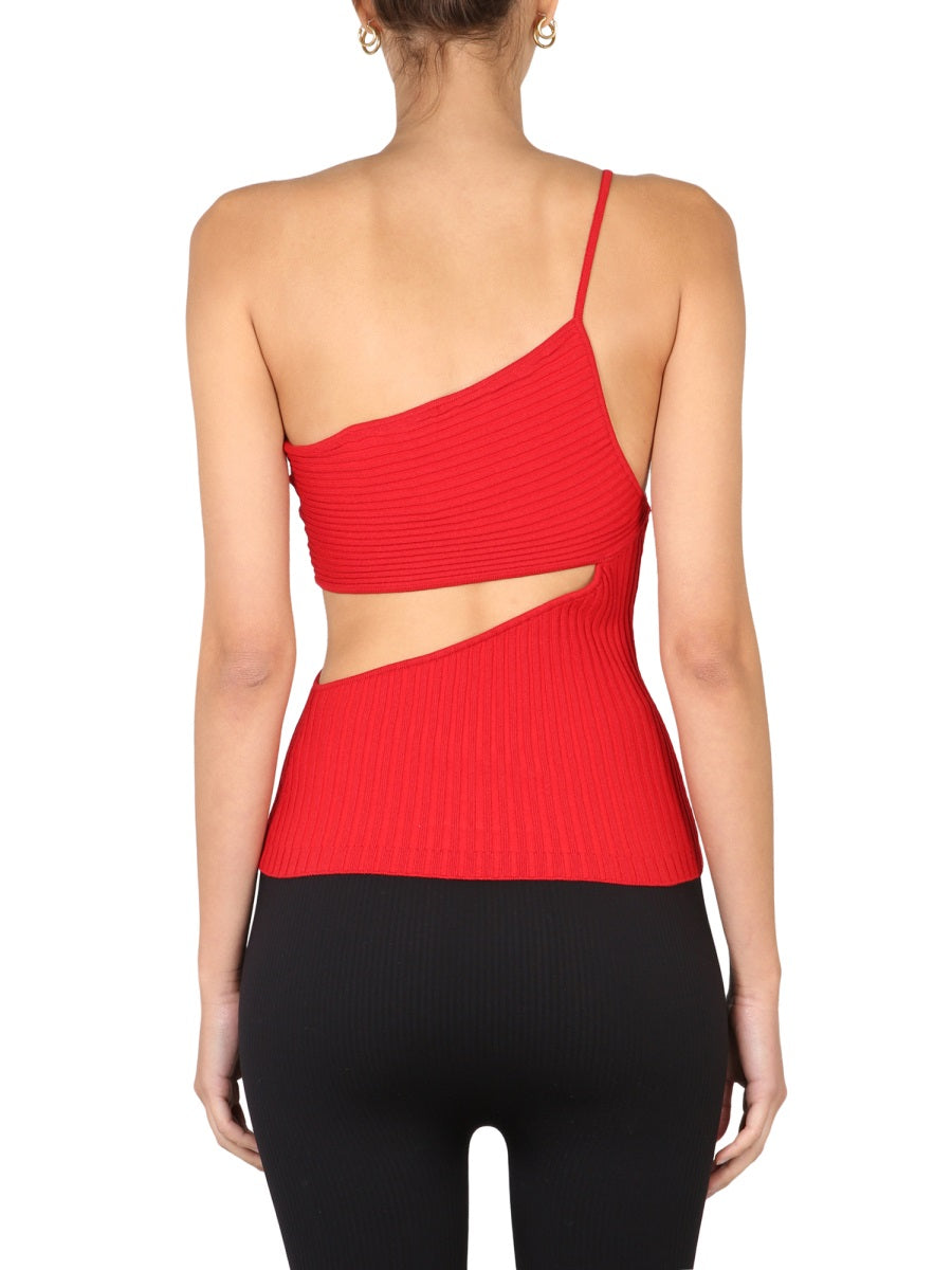 ANDREADAMO One-Shoulder Cut-Out Mini Top