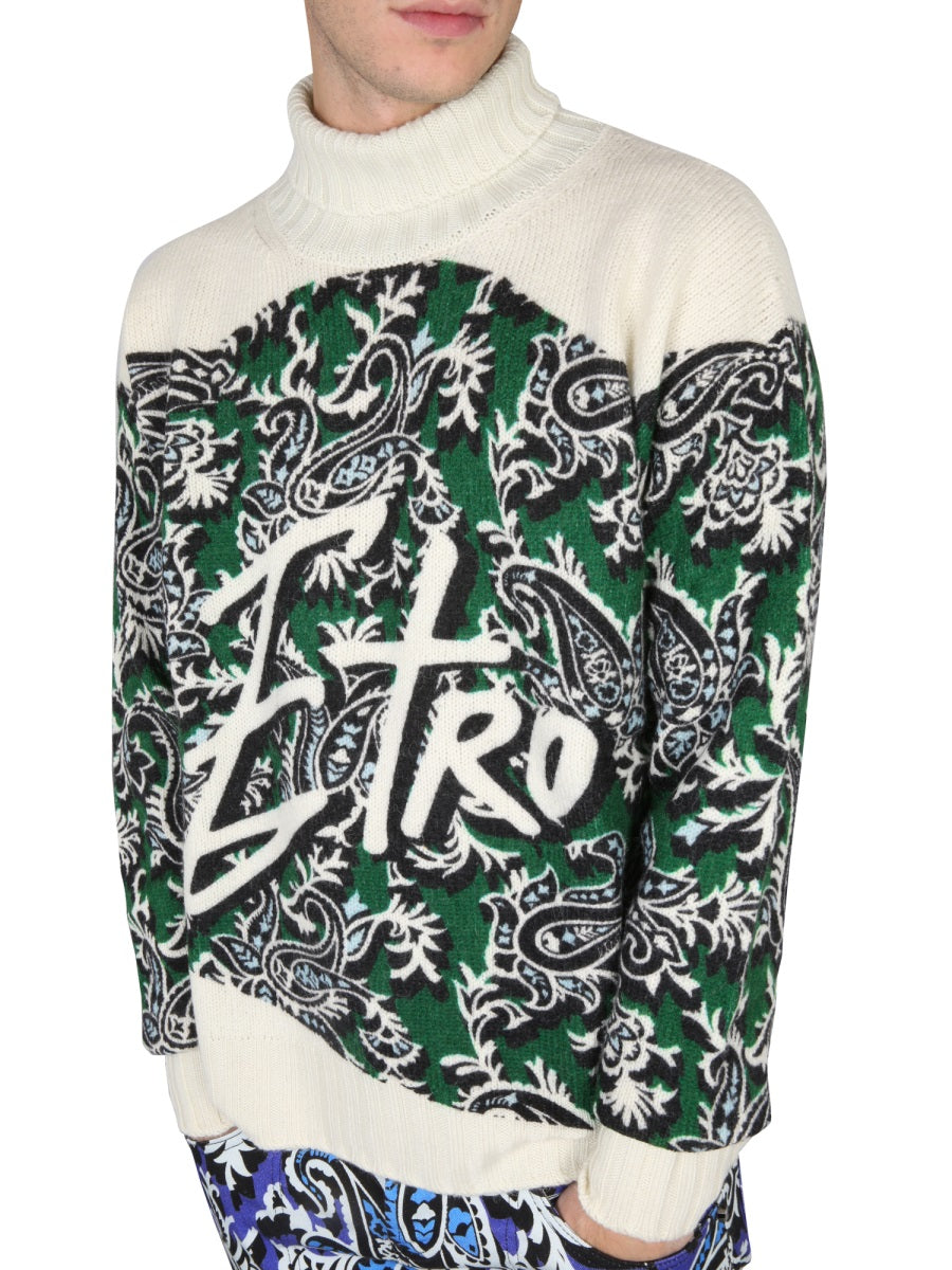 ETRO Embroidered Logo T-Shirt with Paisley Print