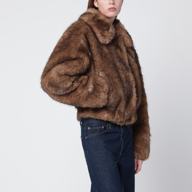STAND STUDIO Faux Fur Bomber Jacket
