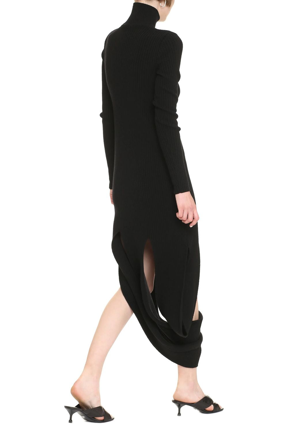BOTTEGA VENETA Ribbed Knit Dress with Asymmetric Hem and Slits