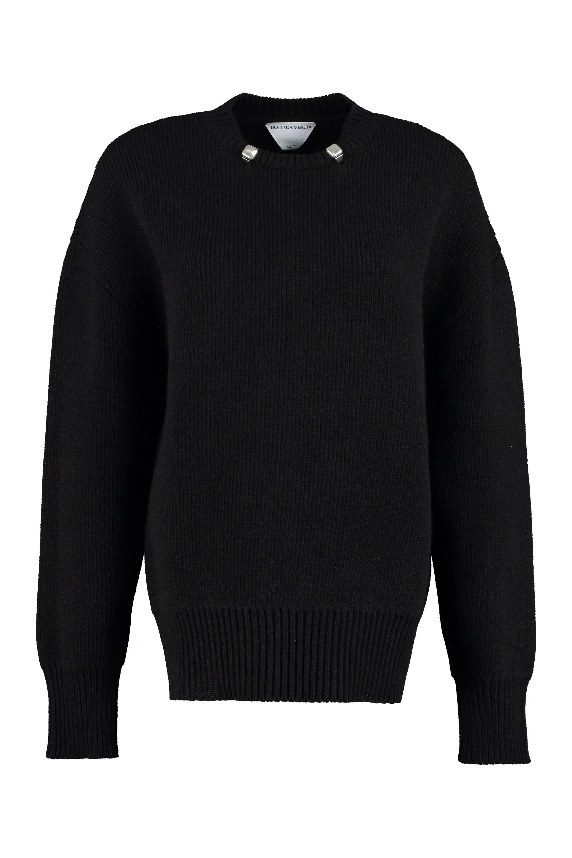 BOTTEGA VENETA Wool Crew-Neck Pullover with Decorative Metallic Details