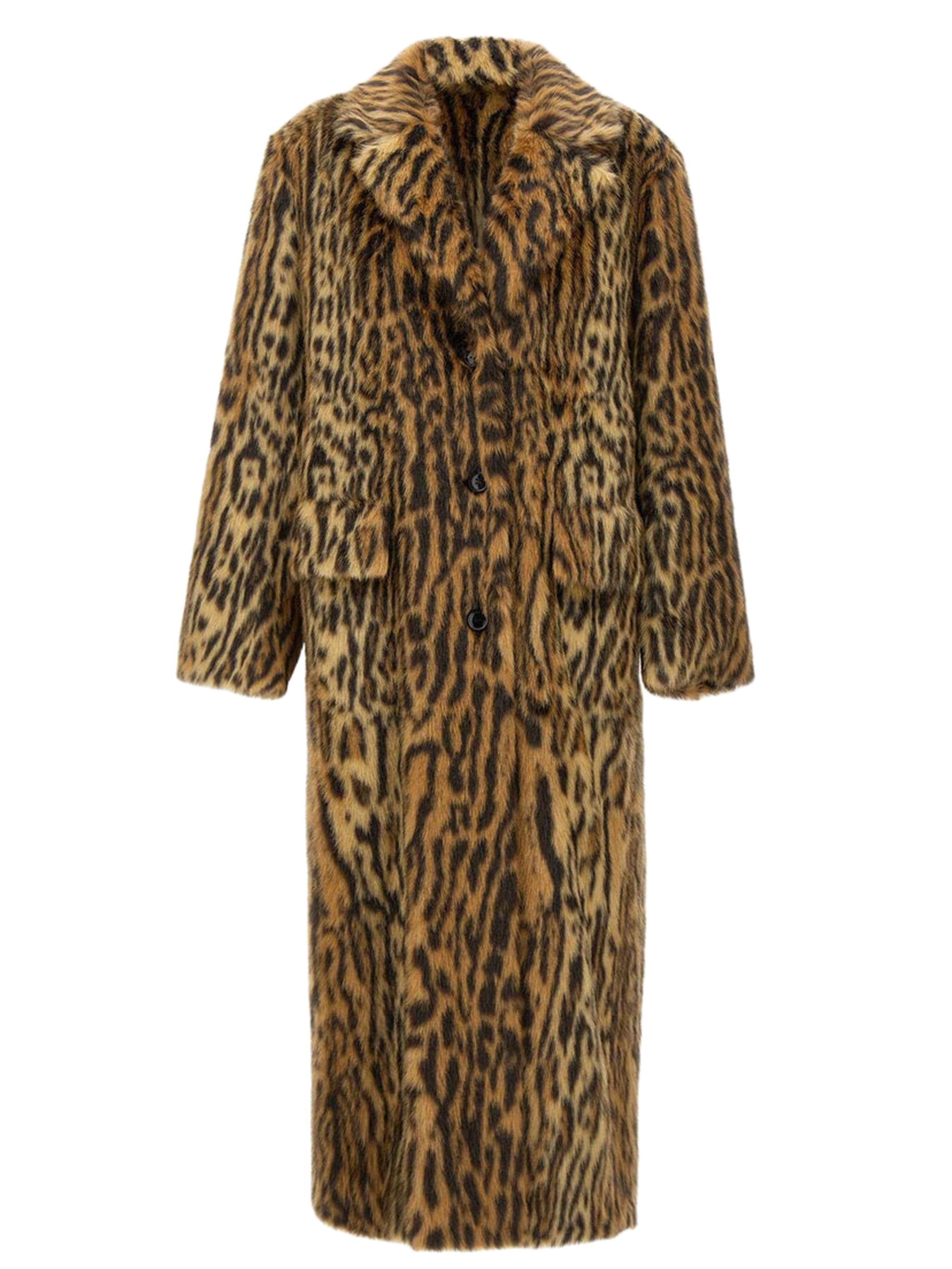 STAND STUDIO Long Animalier Faux Fur Jacket - Size 36
