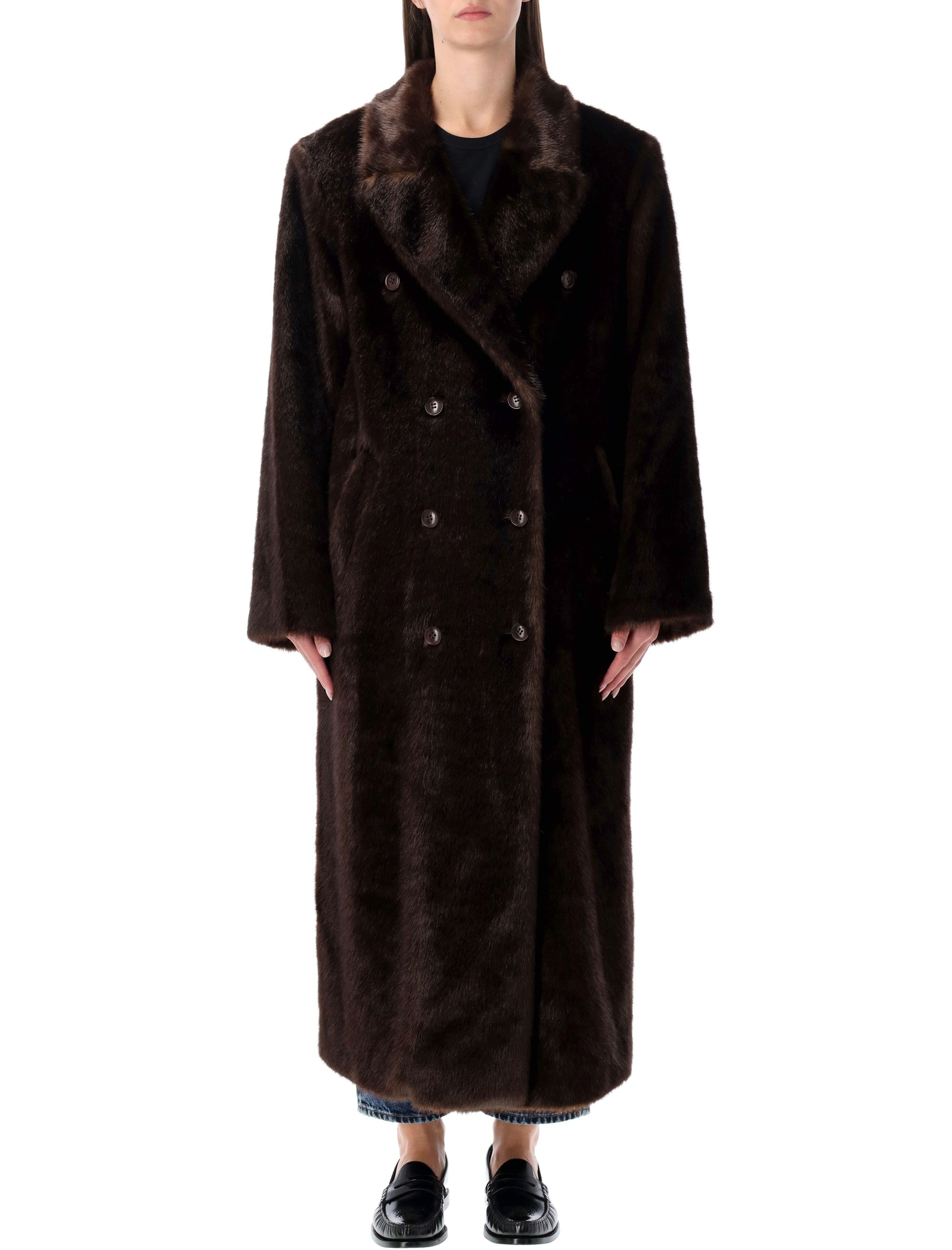 STAND STUDIO Harper Faux Fur Double-Breasted Jacket - Relaxed Fit