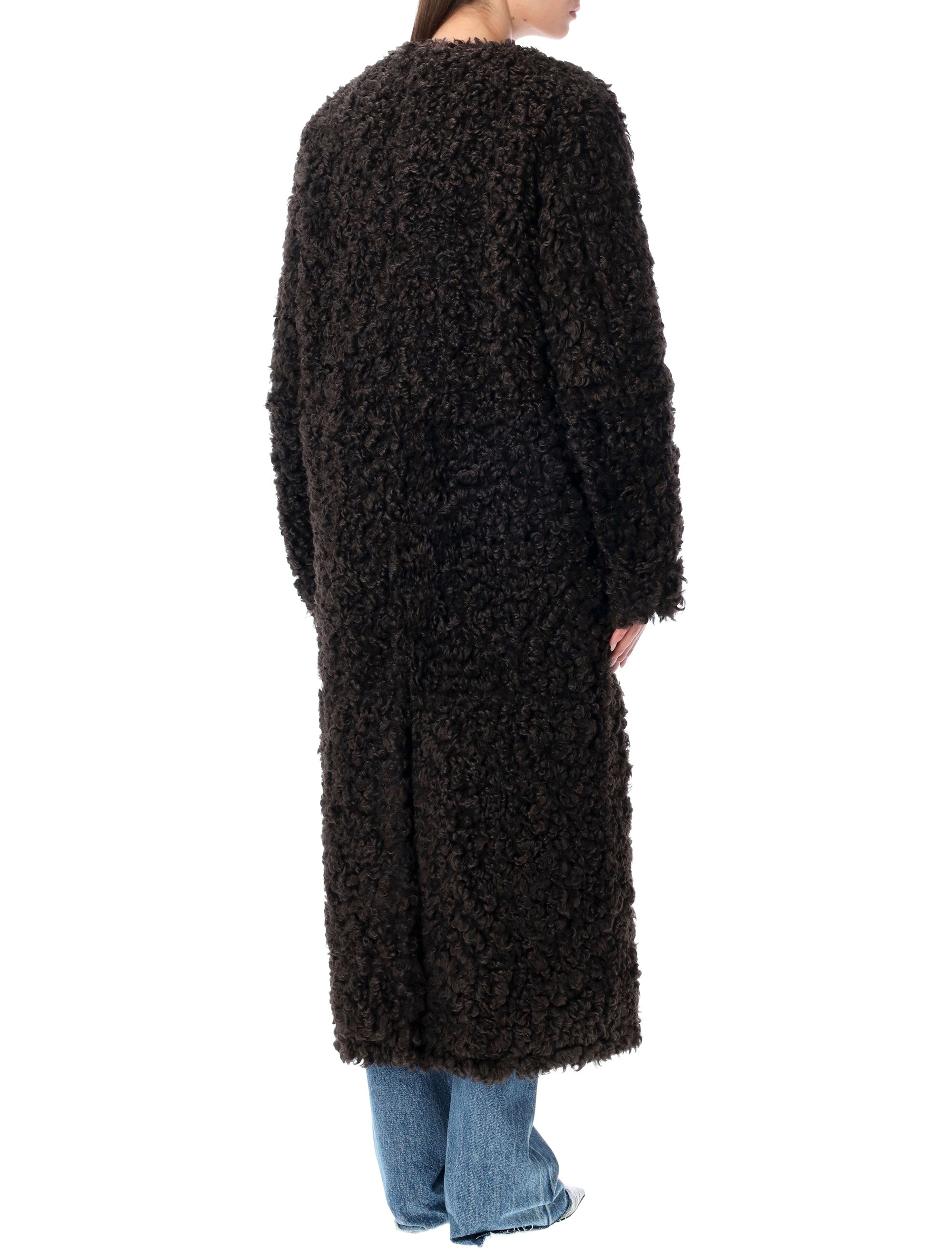 STAND STUDIO Renata Curly Faux Fur Jacket - Women's Long Straight Silhouette