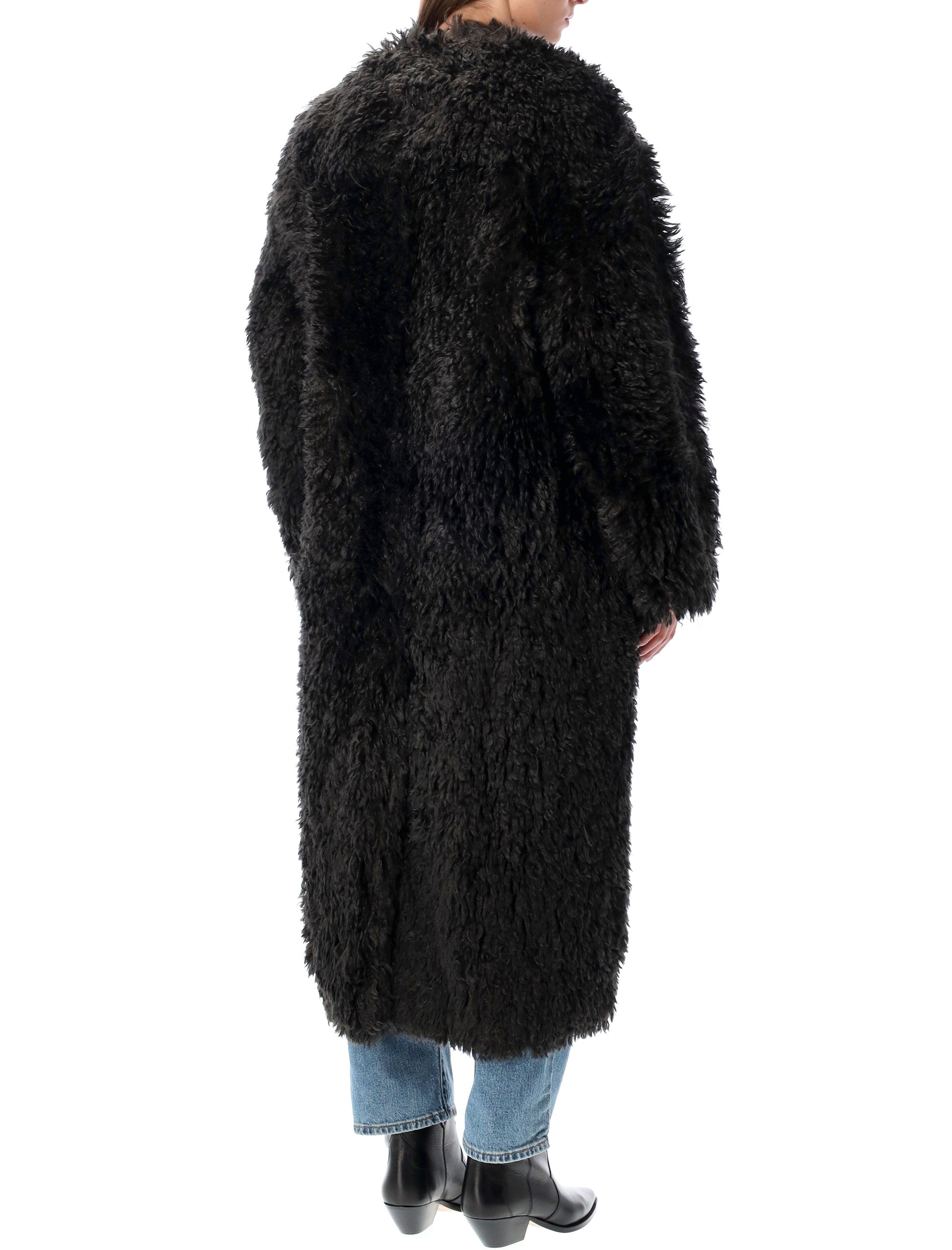 STAND STUDIO Curly Faux Fur Long Jacket for Women