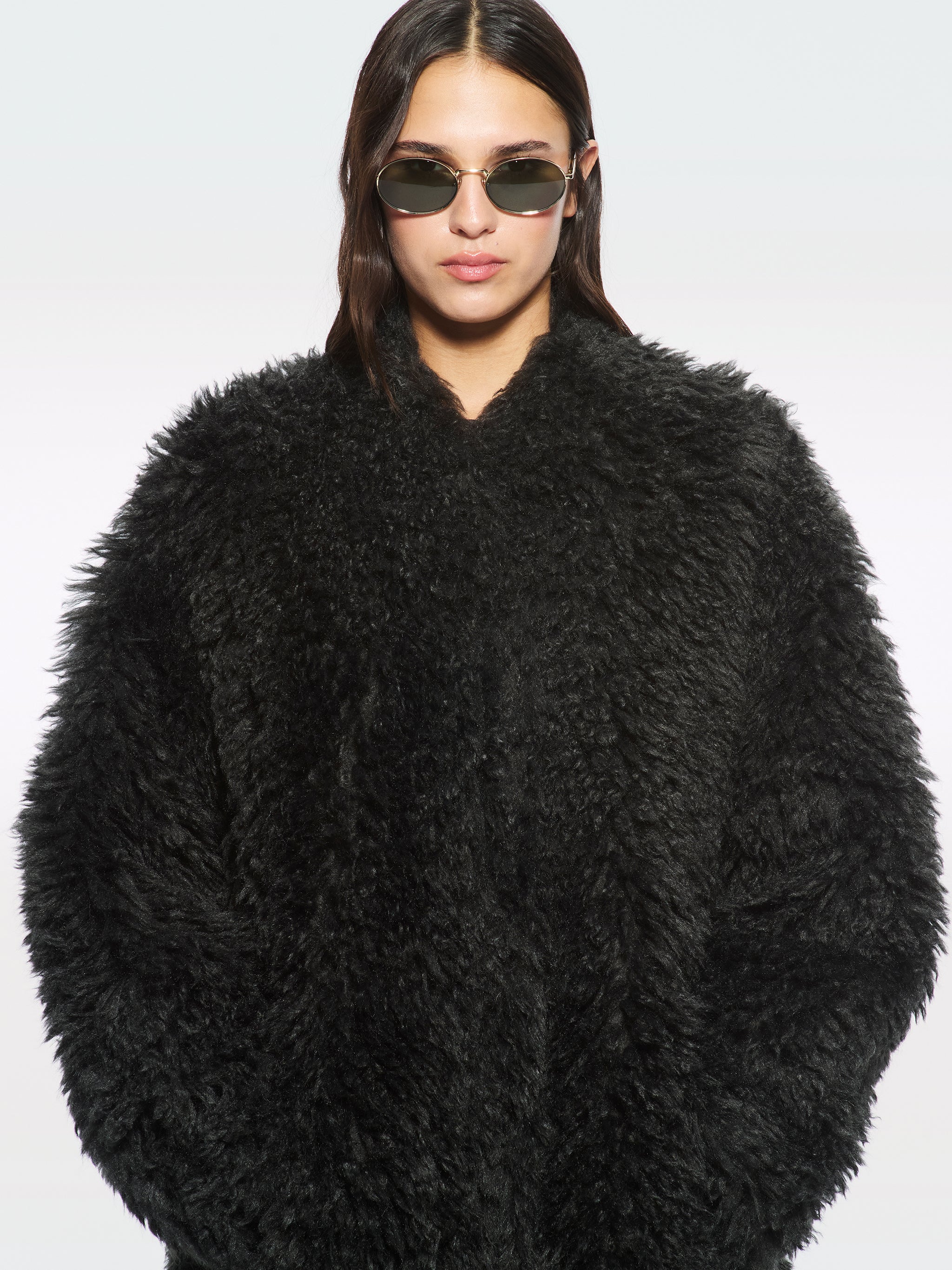 STAND STUDIO Carolina Long Curly Faux-Fur Jacket