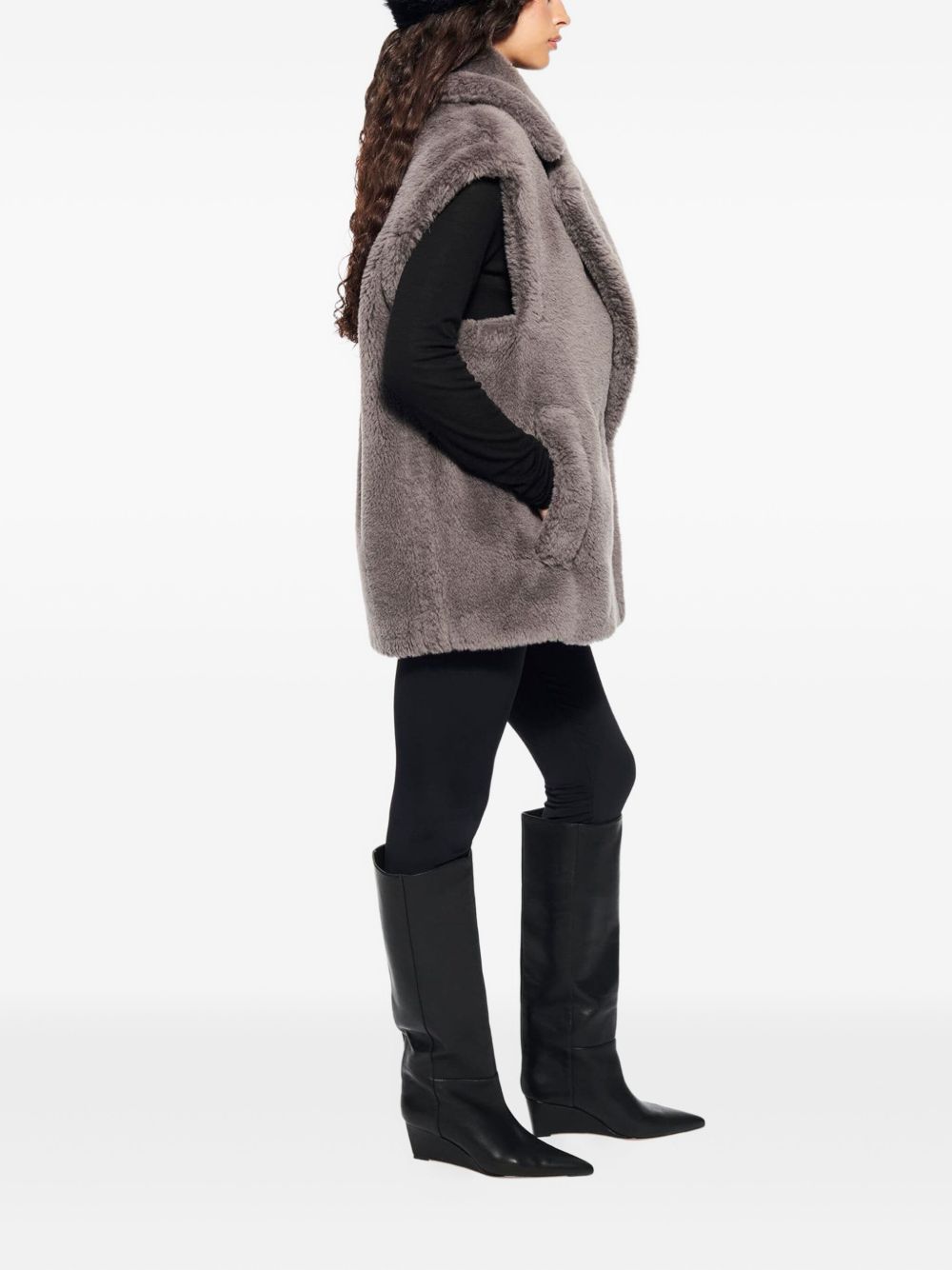STAND STUDIO Clary Faux Fur Wool Vest