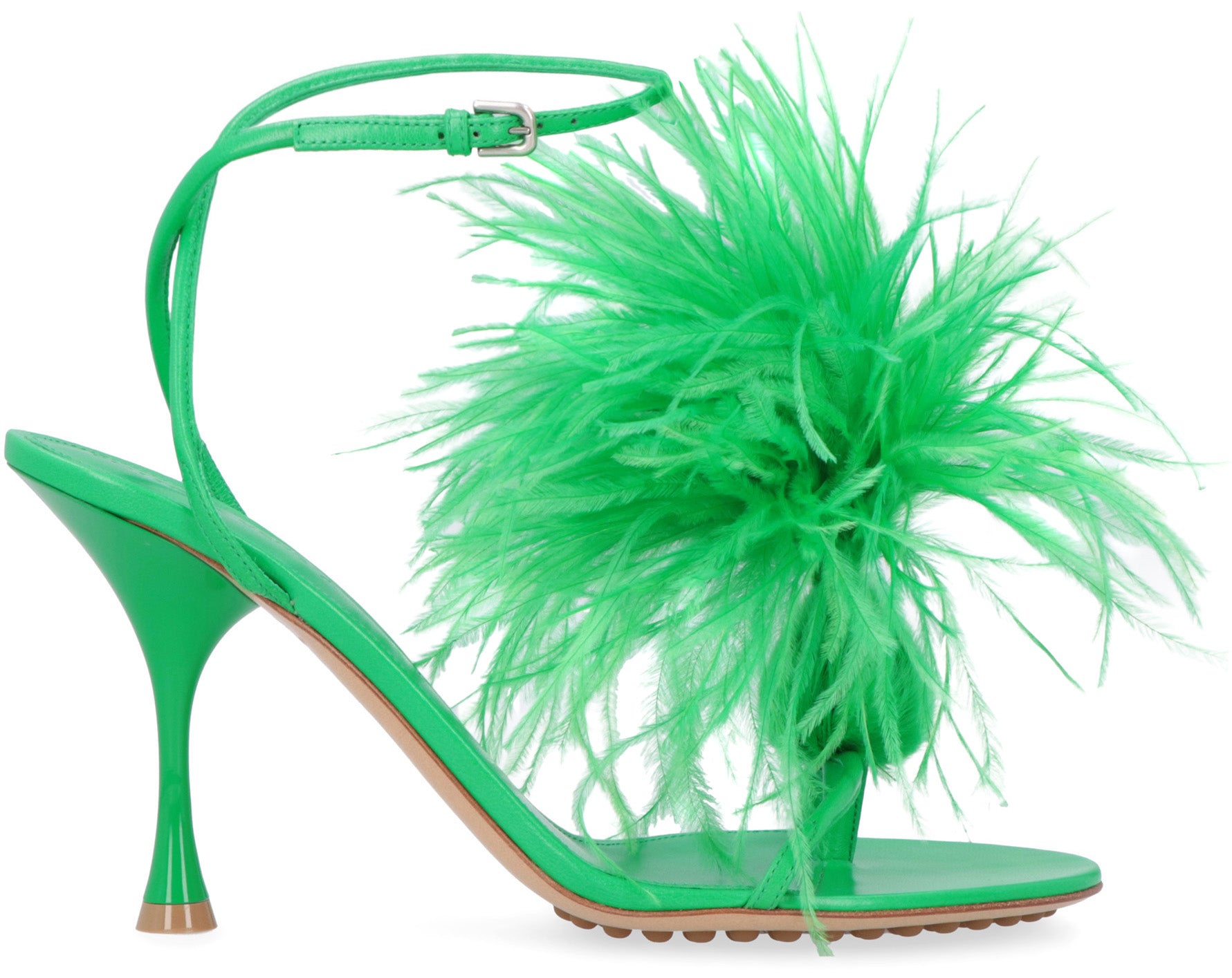 BOTTEGA VENETA Elegant Leather Sandals with Feather Accents