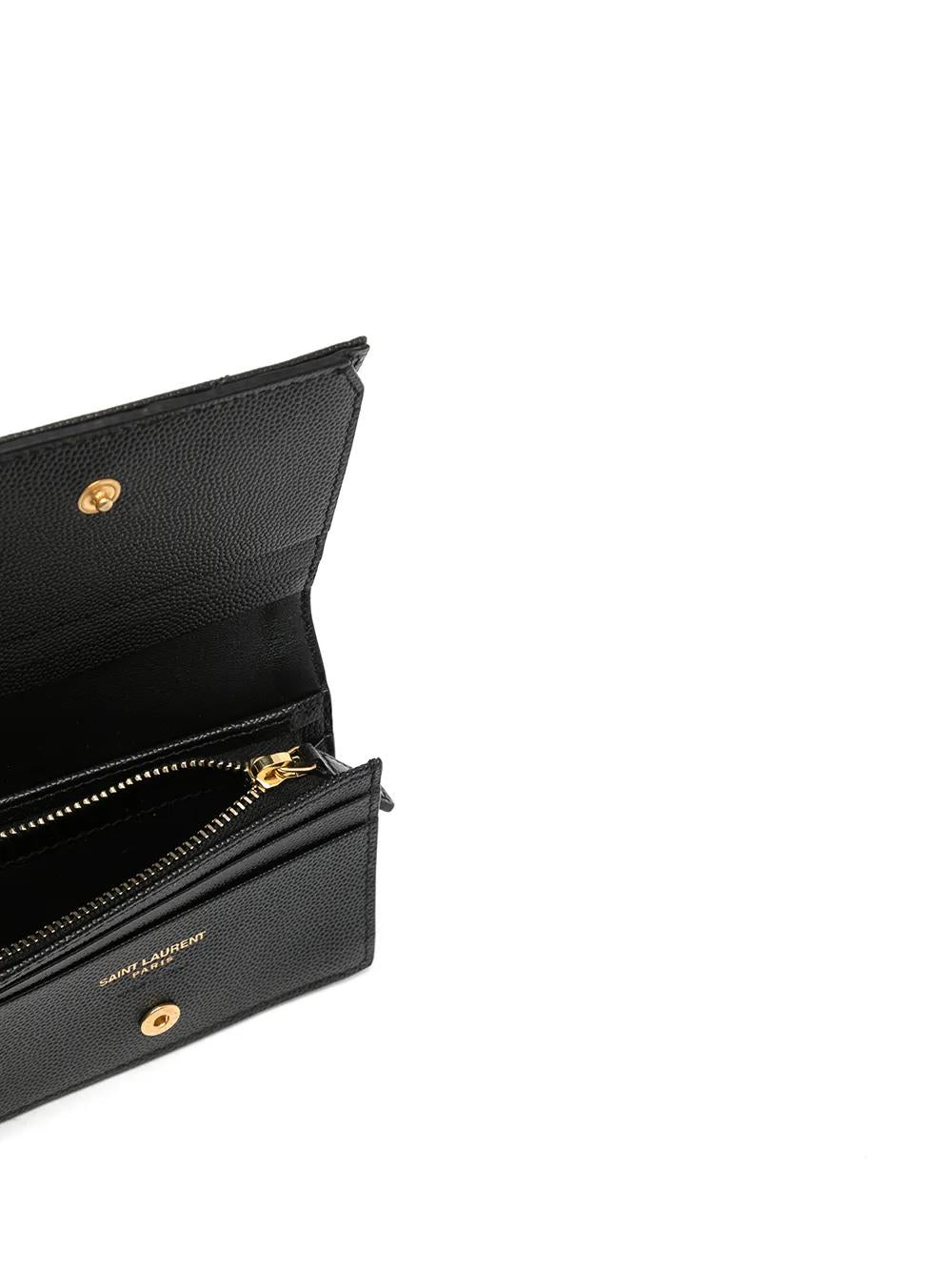 SAINT LAURENT Mini Matelassé Wallet with Press-Stud Closure